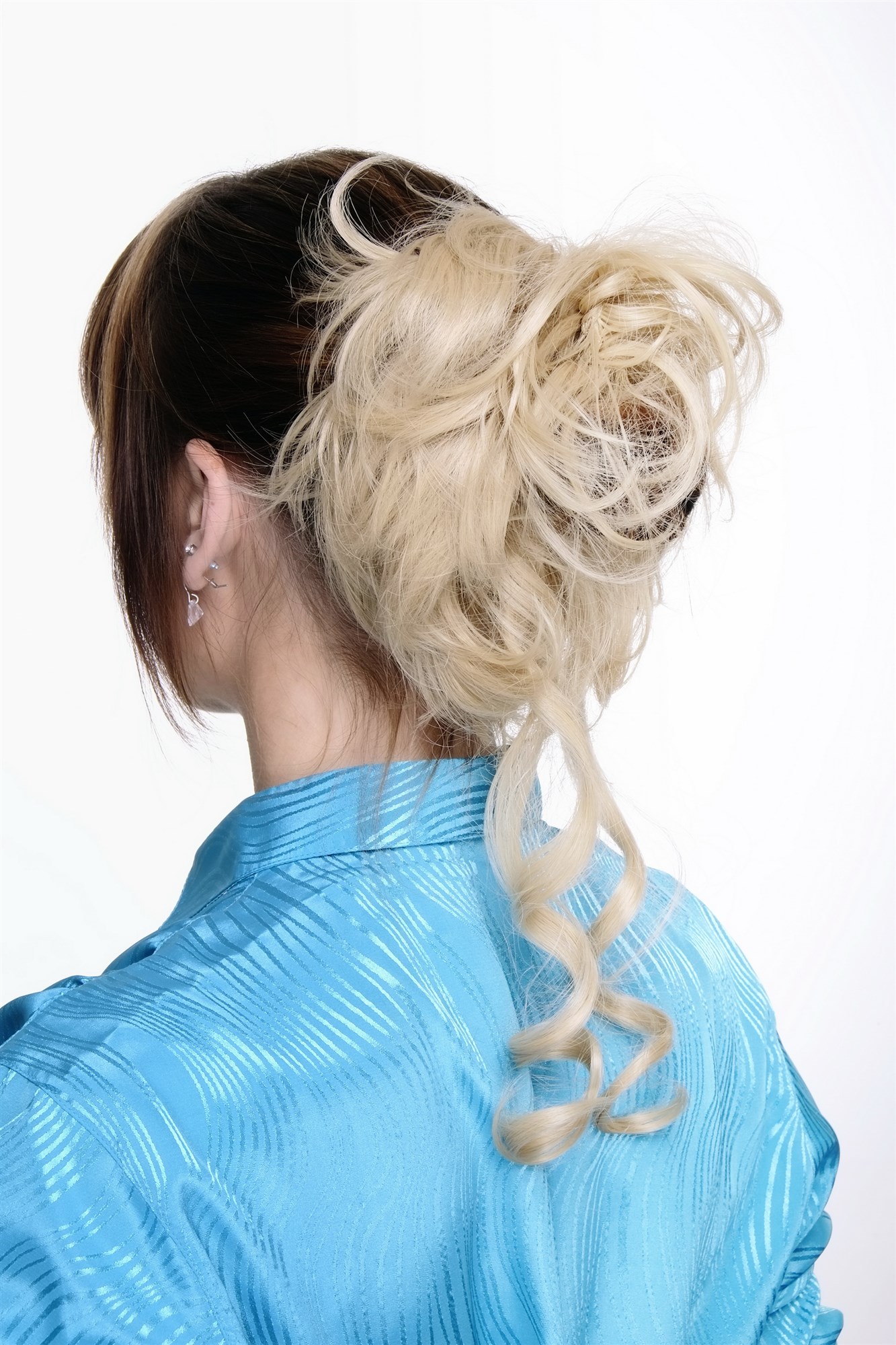 Hair Piece baroque voluminous curled scrunchy comb bright gold blond YZF-3072HT, view 3, WIG ME UP: Your Perücken Online Shop Ponytails, Blonde, curled, shoulder-length