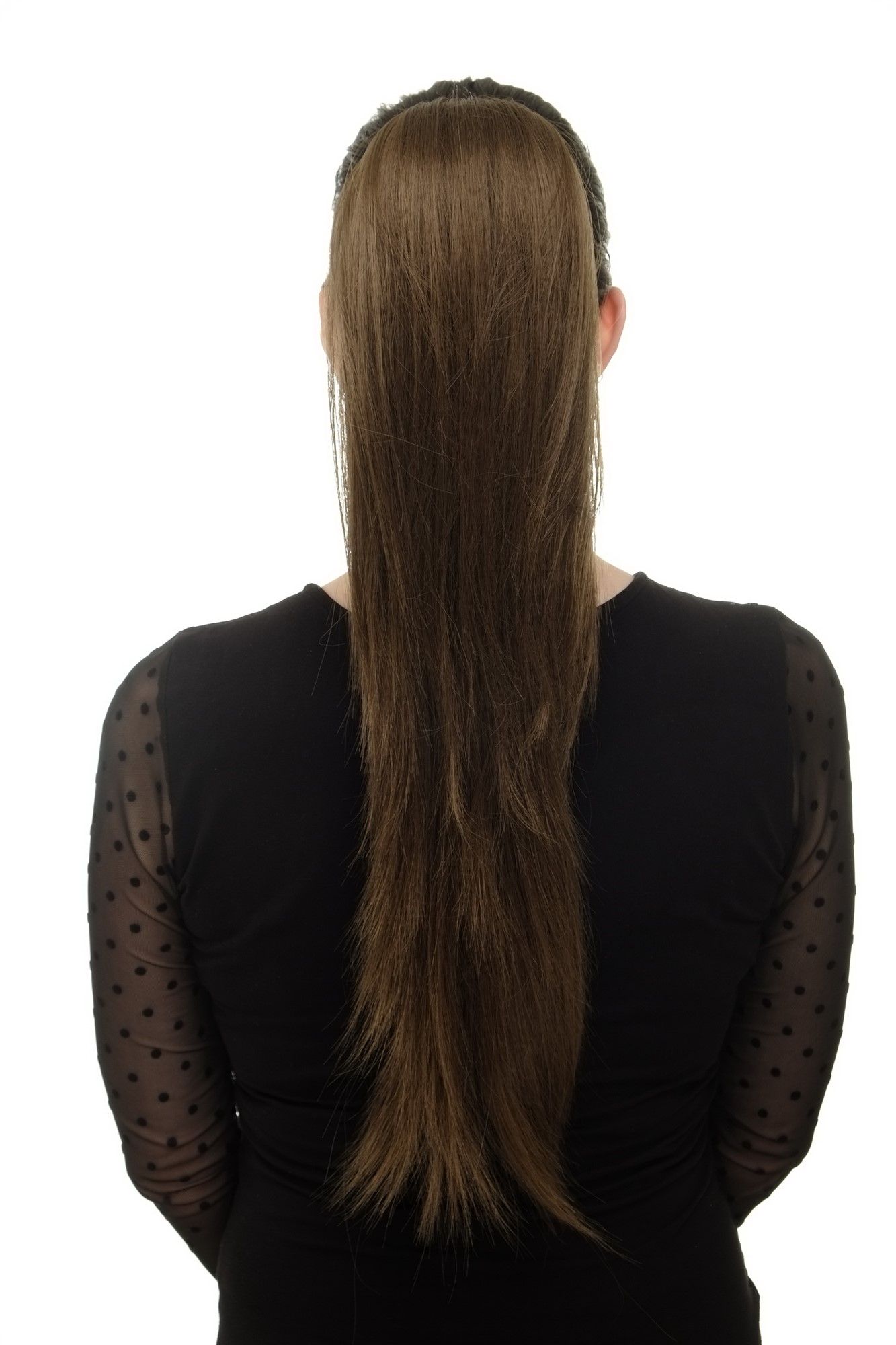 Ponytail clamp combs draw string straight voluminous very long medium brown WK06, front view, WIG ME UP: Your Perücken Online Shop Ponytails, medium golden brown, straight, long