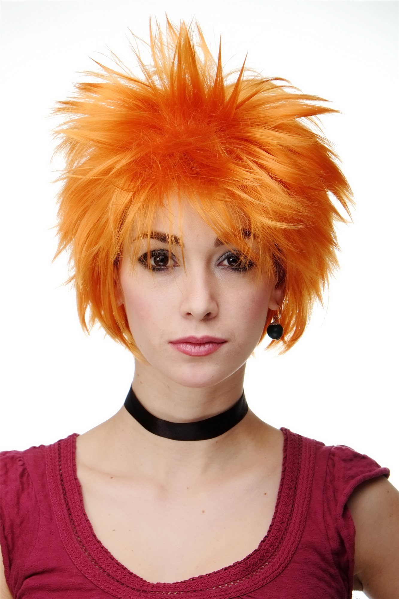 hochwertige Qualitätsperücken, Perücke Cosplay Orange Wild Kurz H9708-1004, Ansicht 3, WIG ME UP: Ihr Perücken Online Shop wellige Tressen-Perücke Orange kurze Haare für Damen