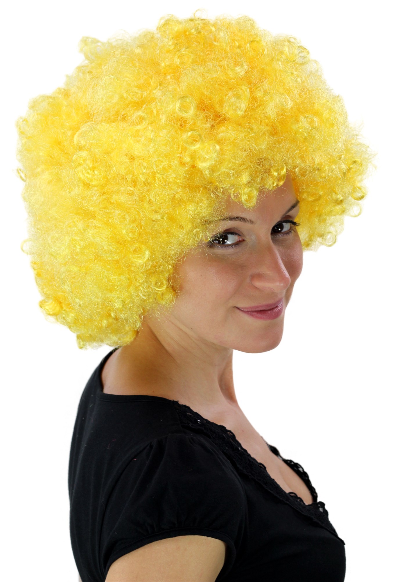 Party Wig, Unisex, neon yellow, curled, short