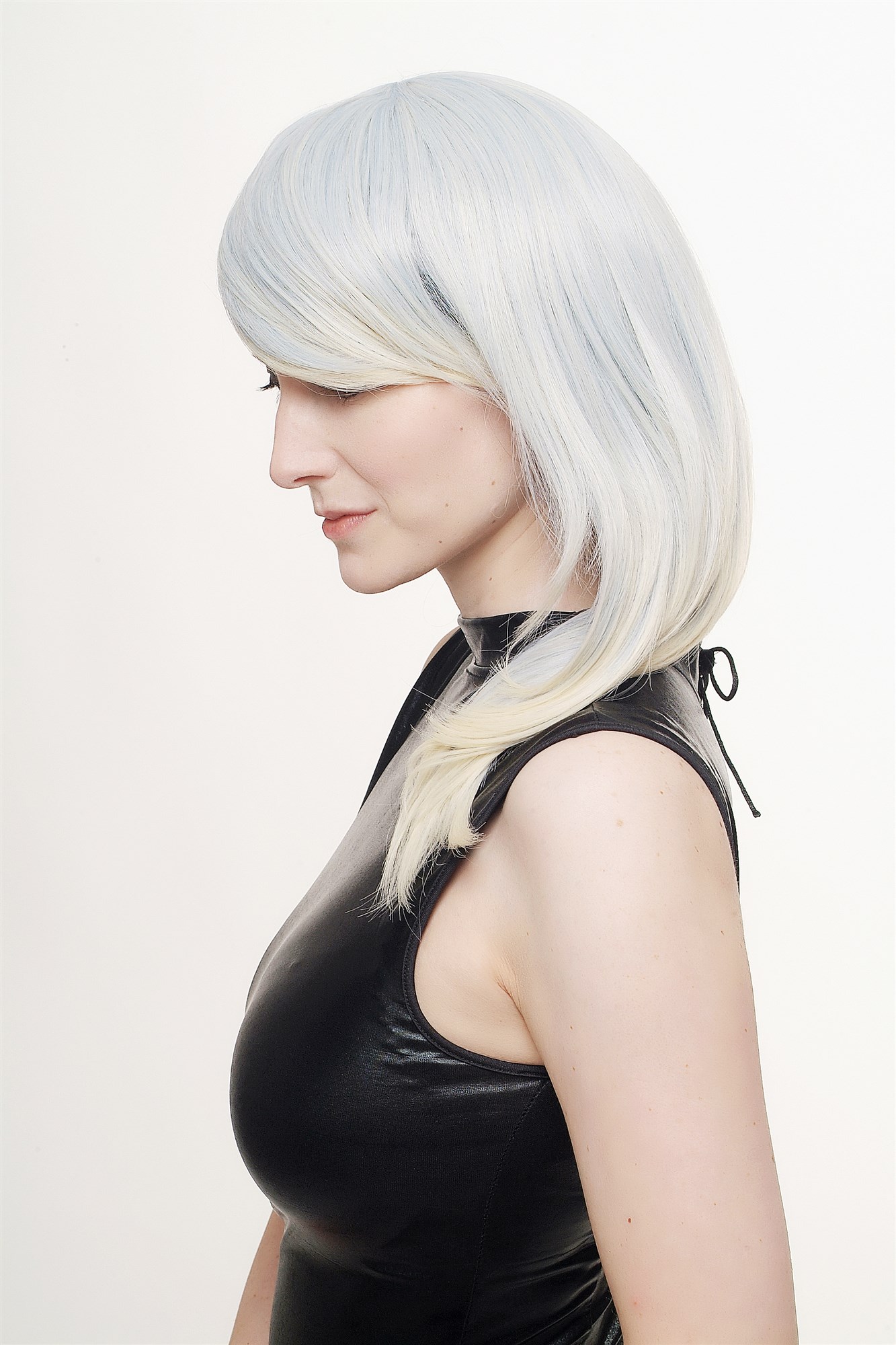hochwertige Qualitätsperücken, Perücke Cosplay lang glatt gestuft Cyan Platin SA071-T4020-T613, Ansicht 3, WIG ME UP: Ihr Perücken Online Shop glatte Tressen-Perücke Blau-Platinblond-Mix lange Haare für Damen