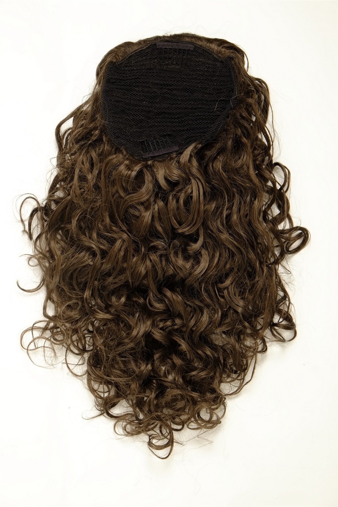 Hairpiece Ponytail with 2 combs/clips & elastic draw string long full curls voluminous medium brown, view 2, WIG ME UP: Your Perücken Online Shop Ponytails, medium ash brown, curled, shoulder-length