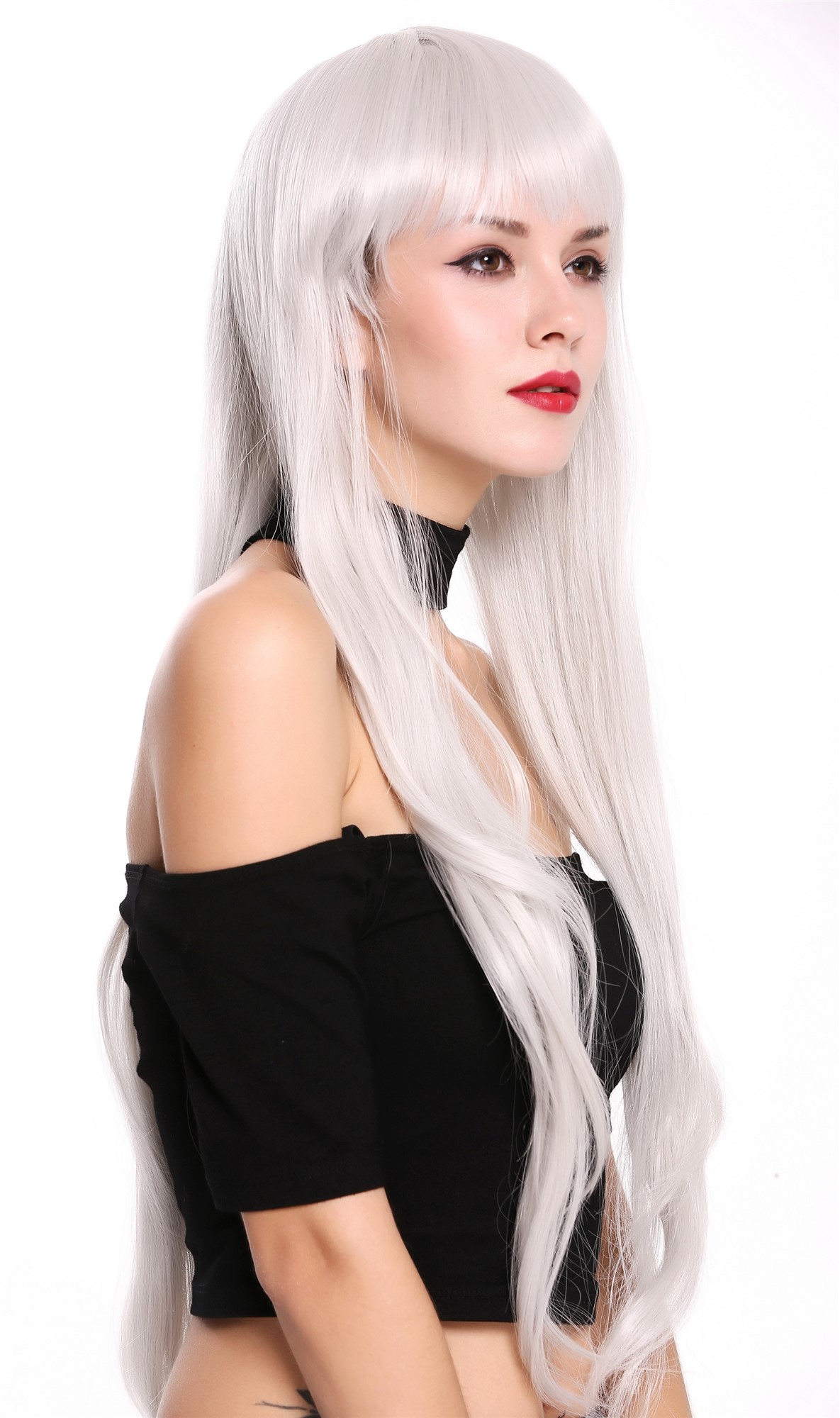 Lady wig Cosplay long fairytale style fairy bangs fringe grayish white S000D75, view 2, WIG ME UP: Your Perücken Online Shop Quality Wigs, Ladies, white-gray, straight, very long
