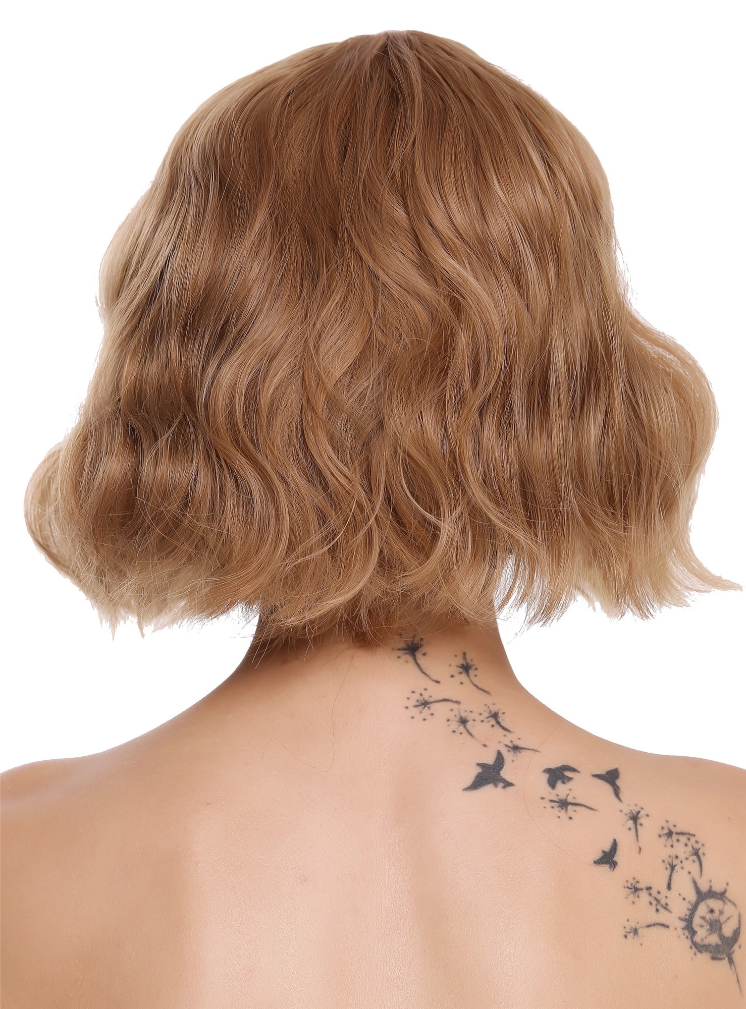 hochwertige Qualitätsperücken, Perücke kurz Pony Wellig Volumen Blond Gesträhnt DL-052-22/36, Ansicht 4, WIG ME UP: Ihr Perücken Online Shop wellige Tressen-Perücke mit Kopfhaut-Imitat Aschblond-Kupferblond-Mix kurze Haare für Damen