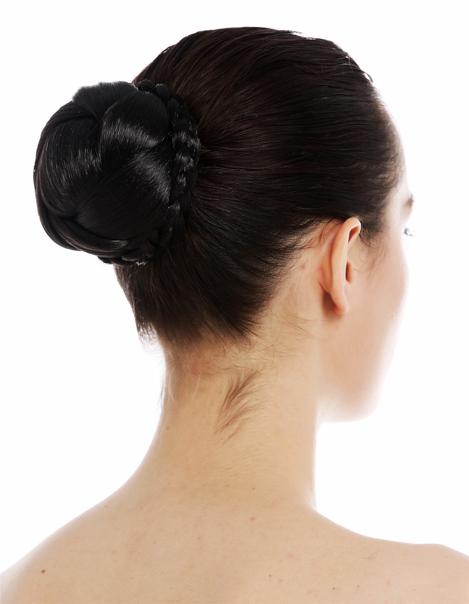 Hair Bun, black-brown, Braided, short