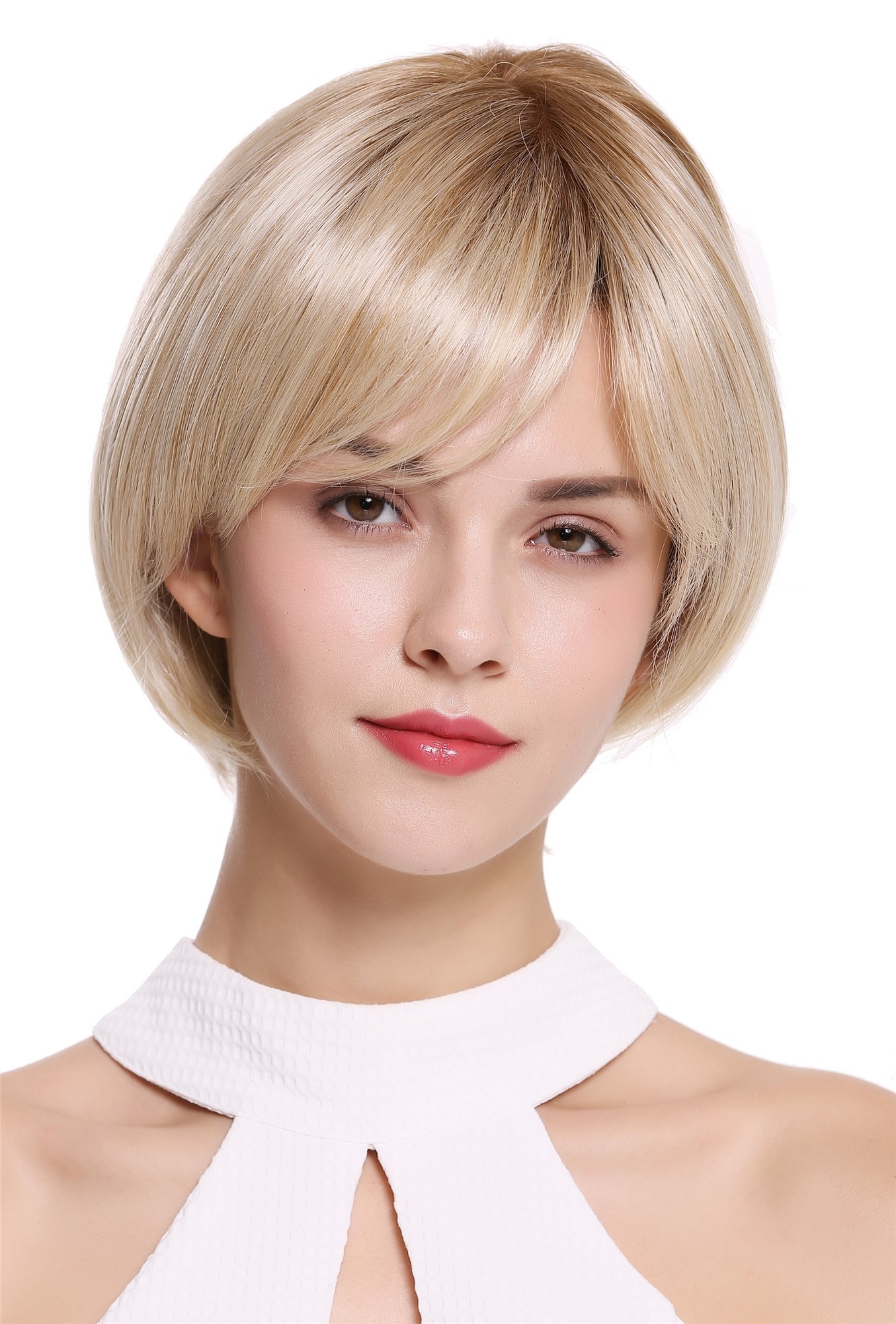 Women's wig lady monofilament hand made short sleek blonde mix DW2435A-MT, view 2, WIG ME UP: Your Perücken Online Shop Quality Wigs, Ladies, sandstone blonde-golden brown mix, straight, short