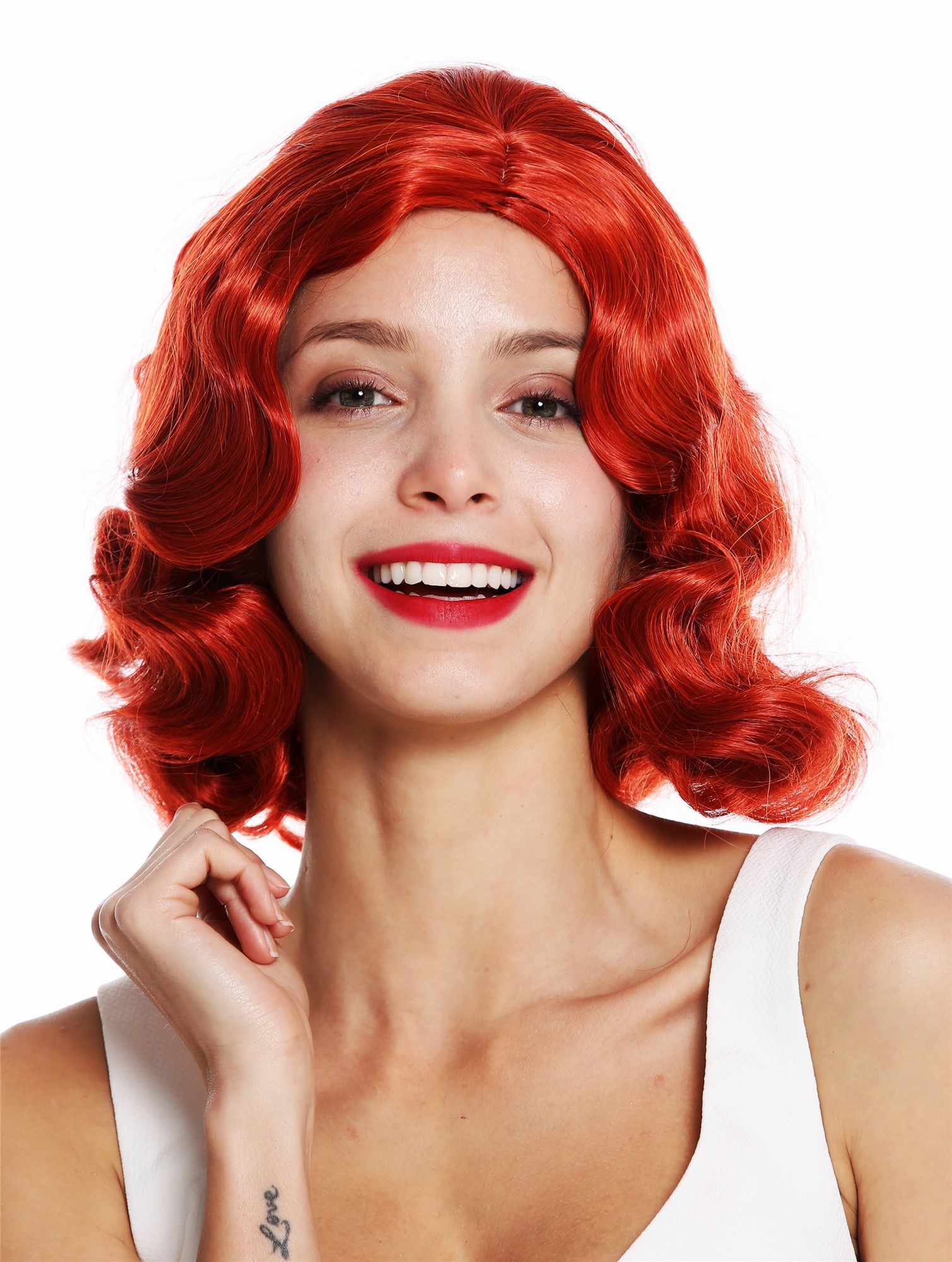 Lady wig 20's swing jazzy Charleston Chicago middle parting wavy red GFW1726, view 2, WIG ME UP: Your Perücken Online Shop Quality Wigs, Ladies, fire red, wavy, short