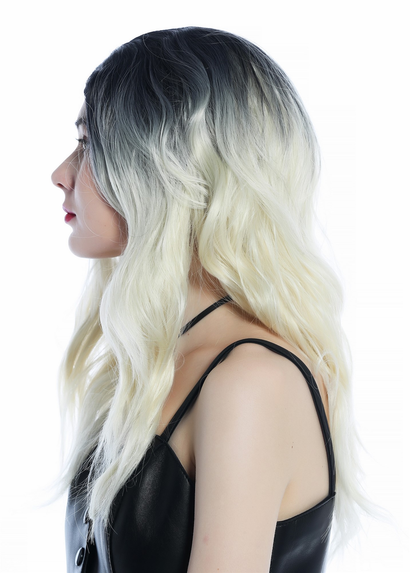 Women's wig long wild wavy parting ombre black to bright blonde ZM-1026, view 3, WIG ME UP: Your Perücken Online Shop Quality Wigs, Ladies, black-light blonde gradient, wavy, long