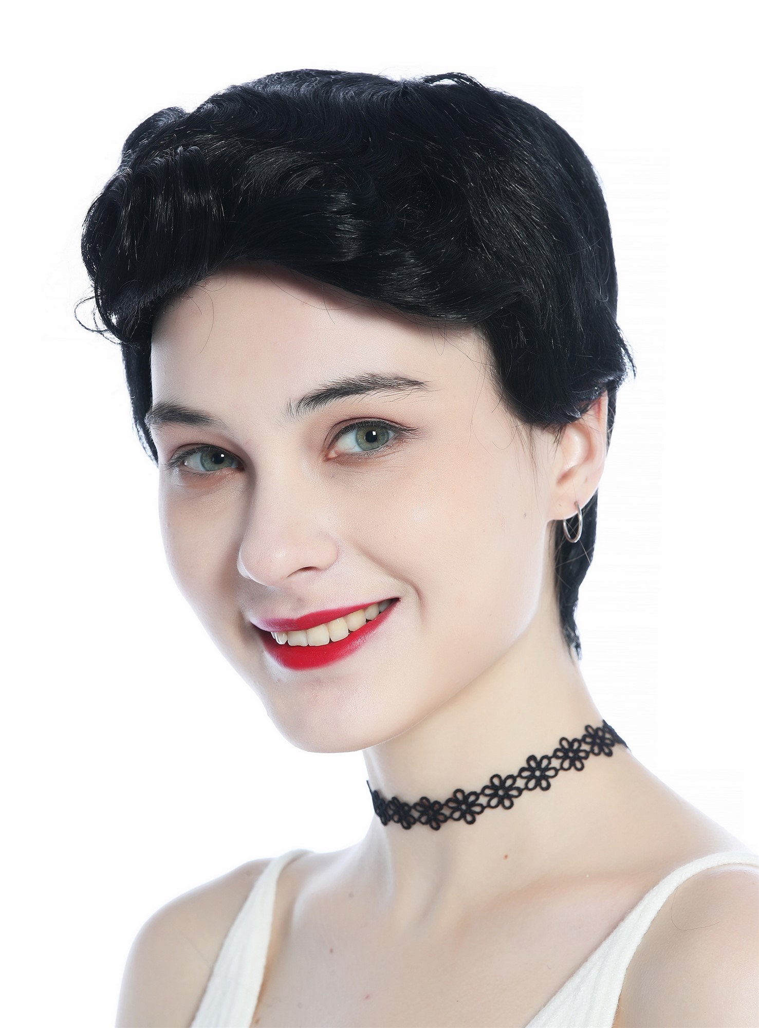 Quality Wigs, Unisex, Black, curled, short