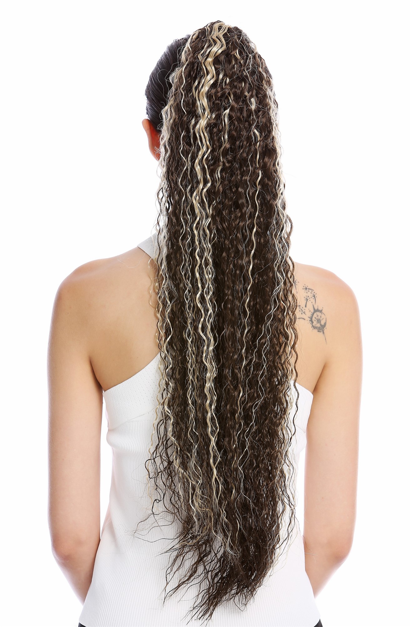 Ponytail long voluminous curled kinks kinked beach bleach brown & blonde N857, view 2, WIG ME UP: Your Perücken Online Shop Ponytails, brown-blonde mix, curled, very long