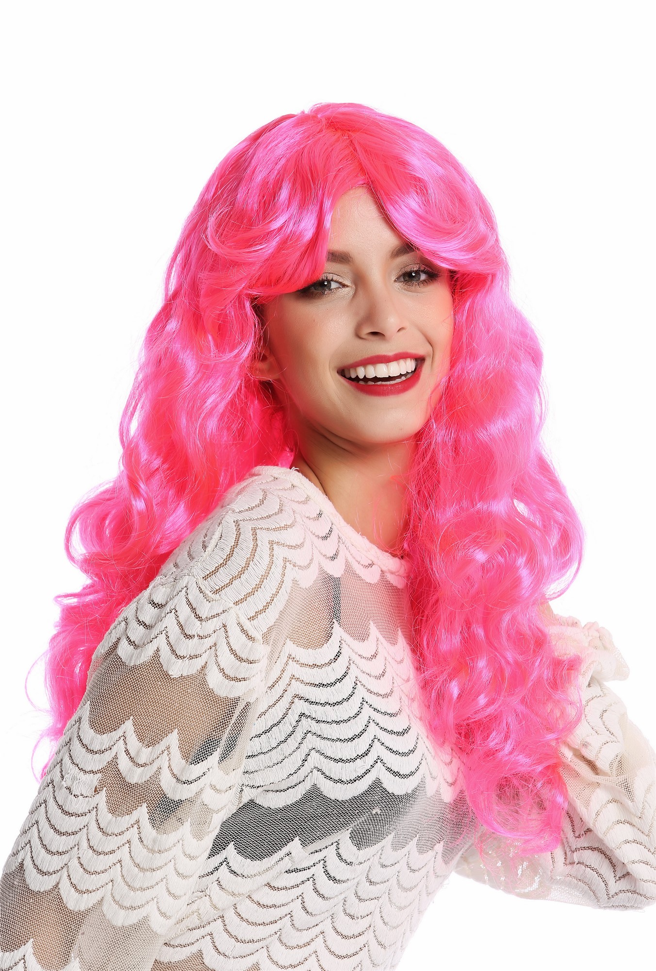 Party Wig, Ladies, Pink, curled, long