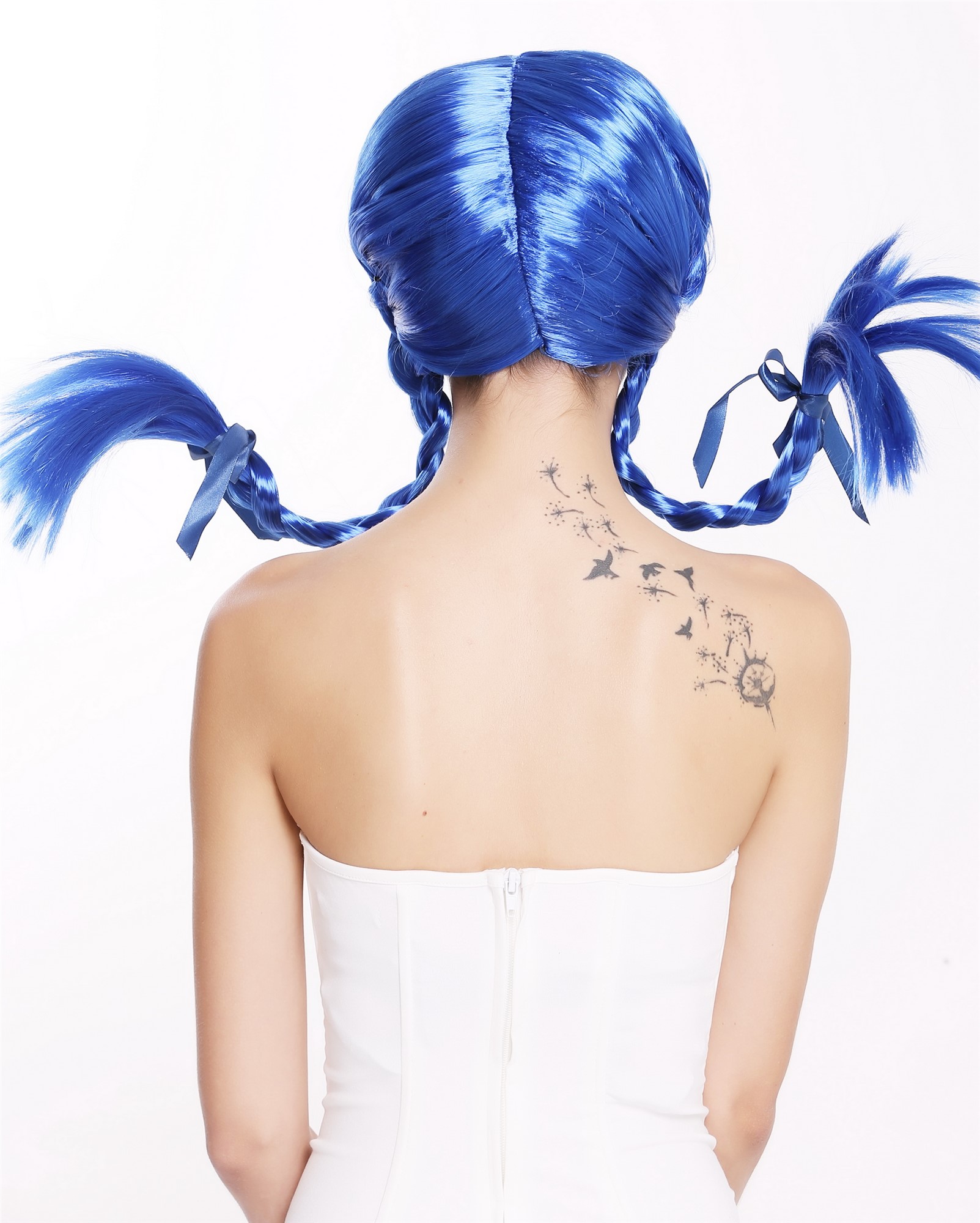 Party Wig, Ladies, Blue, Braided, shoulder-length