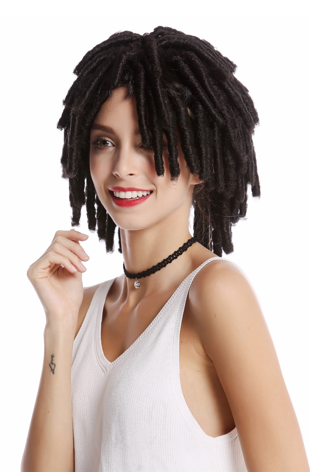 DH1110-ZA1 Wig Men Ladies Halloween Afro Caribbean style ringlets curls rasta volume brown, view 2, WIG ME UP: Your Perücken Online Shop Party Wig, Unisex, Brown, curled, short