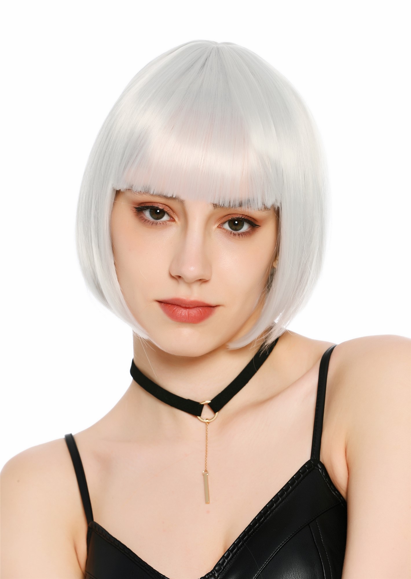 Damenperücke kurz Bob Pony glatt Grau Silbergrau SZL0751-DHTSilvergrey