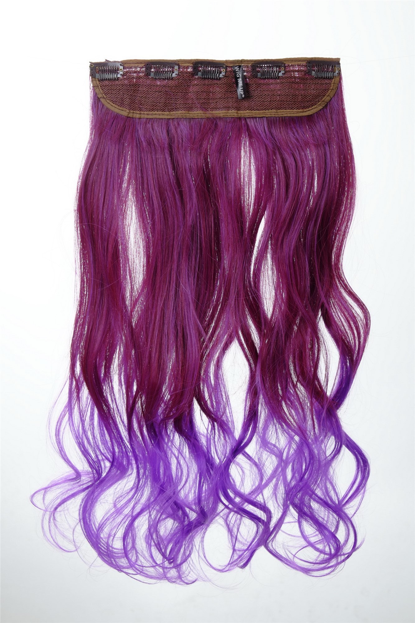 5 Clip-In Extension lockig Ombre Lila Rot-Neonviolett-Mix YZF-3180P-T2315TT3533, Ansicht 2, WIG ME UP: Ihr Perücken Online Shop lockige Halbperücke Auberginerot-Neonviolett-Mix 50 cm lang