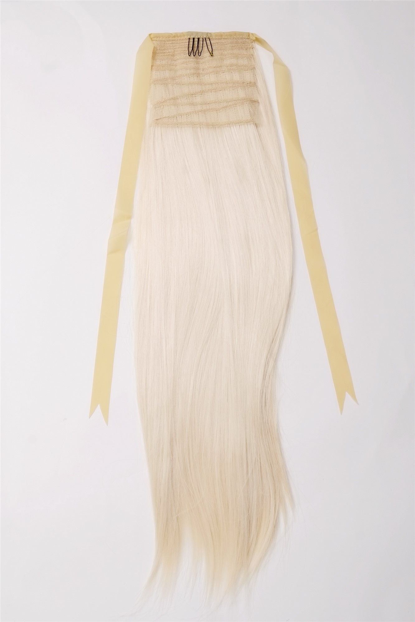 hochwertiges Haarteil glatt lang Befestigung mit Bändchen & Klammer Platinblond C9429-613, Ansicht 4, WIG ME UP: Ihr Perücken Online Shop glattes Zopf-Haarteil Platinblond 60 cm lang