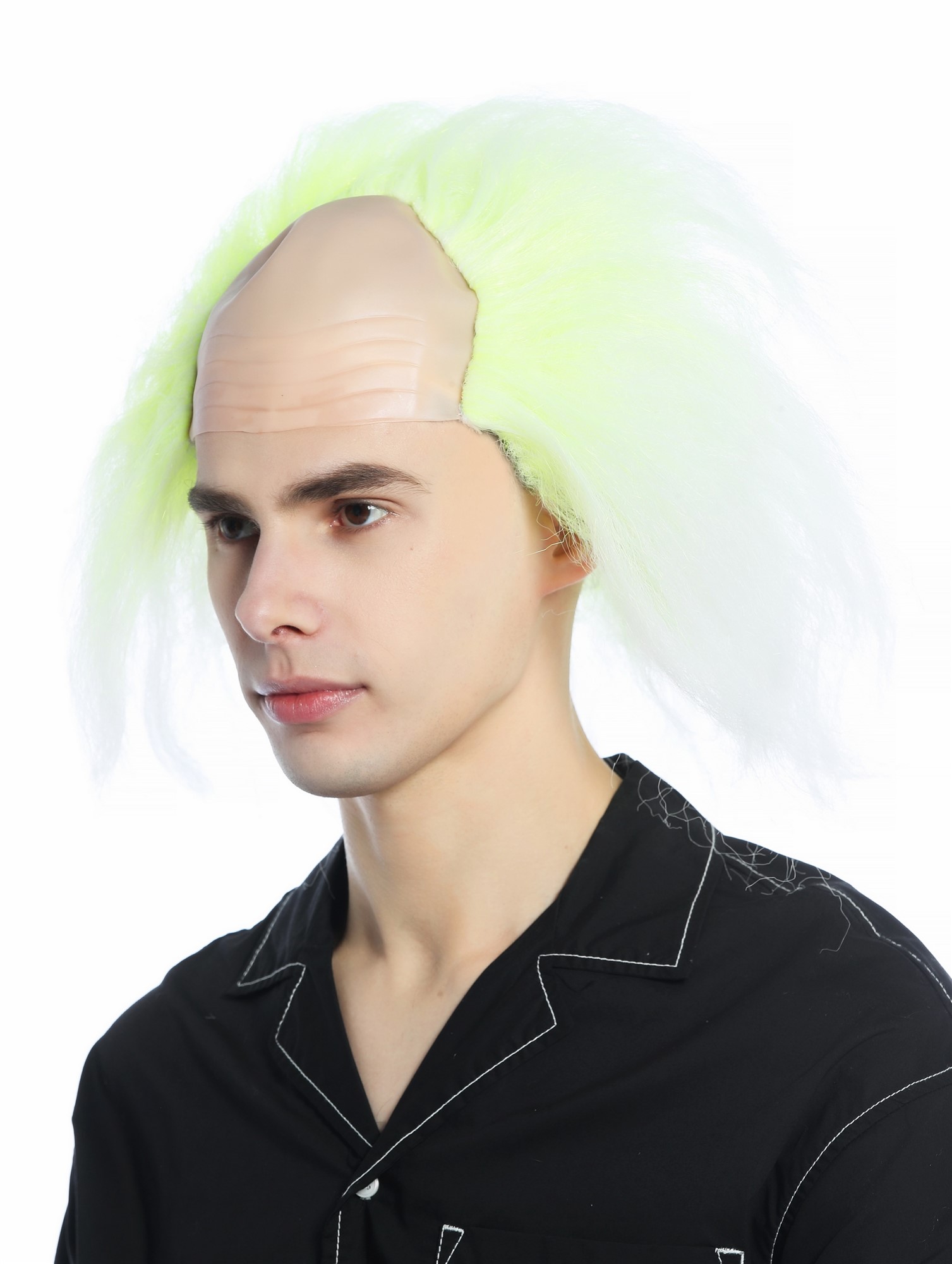 günstige Party Perücke, Perücke Glatze Verrückter Professor Igor Opa gelb weiß CW-025-ZA91TZA60, Ansicht 2, WIG ME UP: Ihr Perücken Online Shop wellige Party Perücke neon gelb am ansatz längen weiß schulterlange Haare für Herren