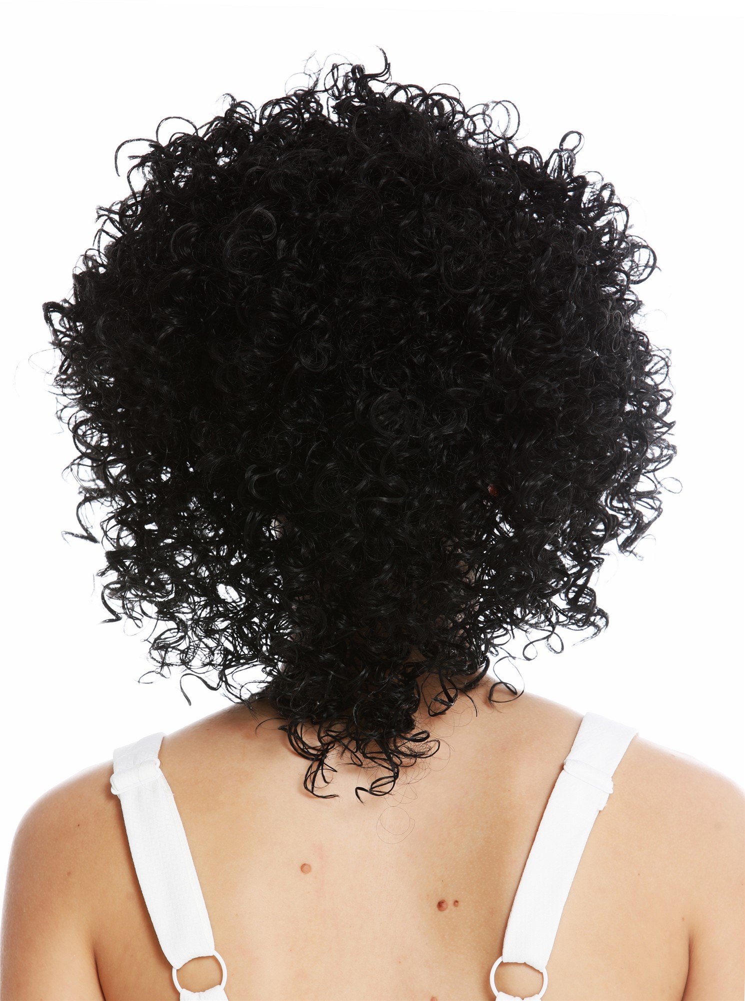 hochwertige Qualitätsperücken, Perücke kurz voluminös gelockt Schwarz VK-11-1B, Ansicht 4, WIG ME UP: Ihr Perücken Online Shop lockige Tressen-Perücke Samtschwarz kurze Haare für Damen