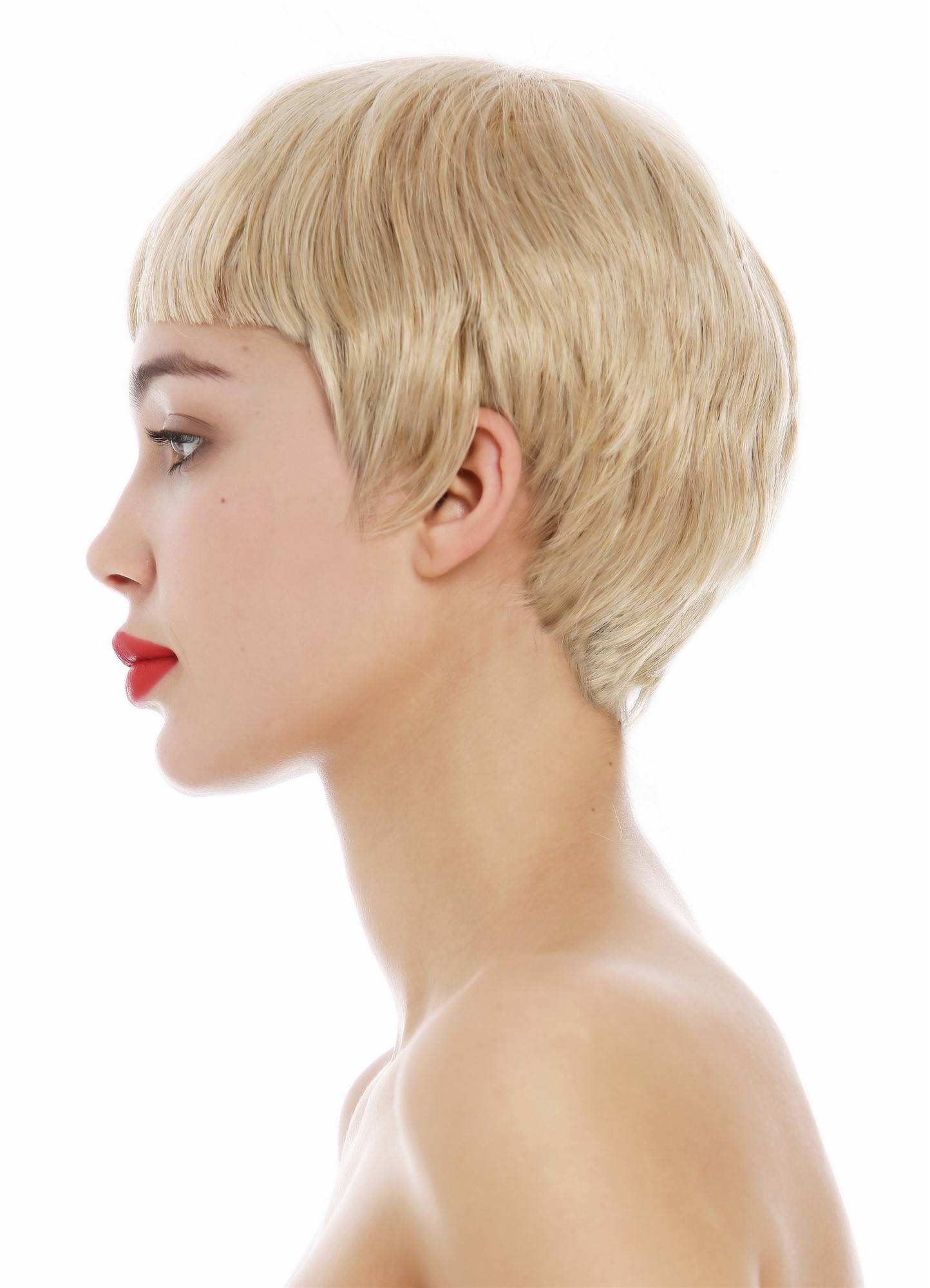 hochwertige Qualitätsperücken, Perücke kurz Pixie Cut Pony Blond Mix gesträhnt SA098-24BT613, Ansicht 3, WIG ME UP: Ihr Perücken Online Shop glatte Tressen-Perücke Hellblond kurze Haare für Damen