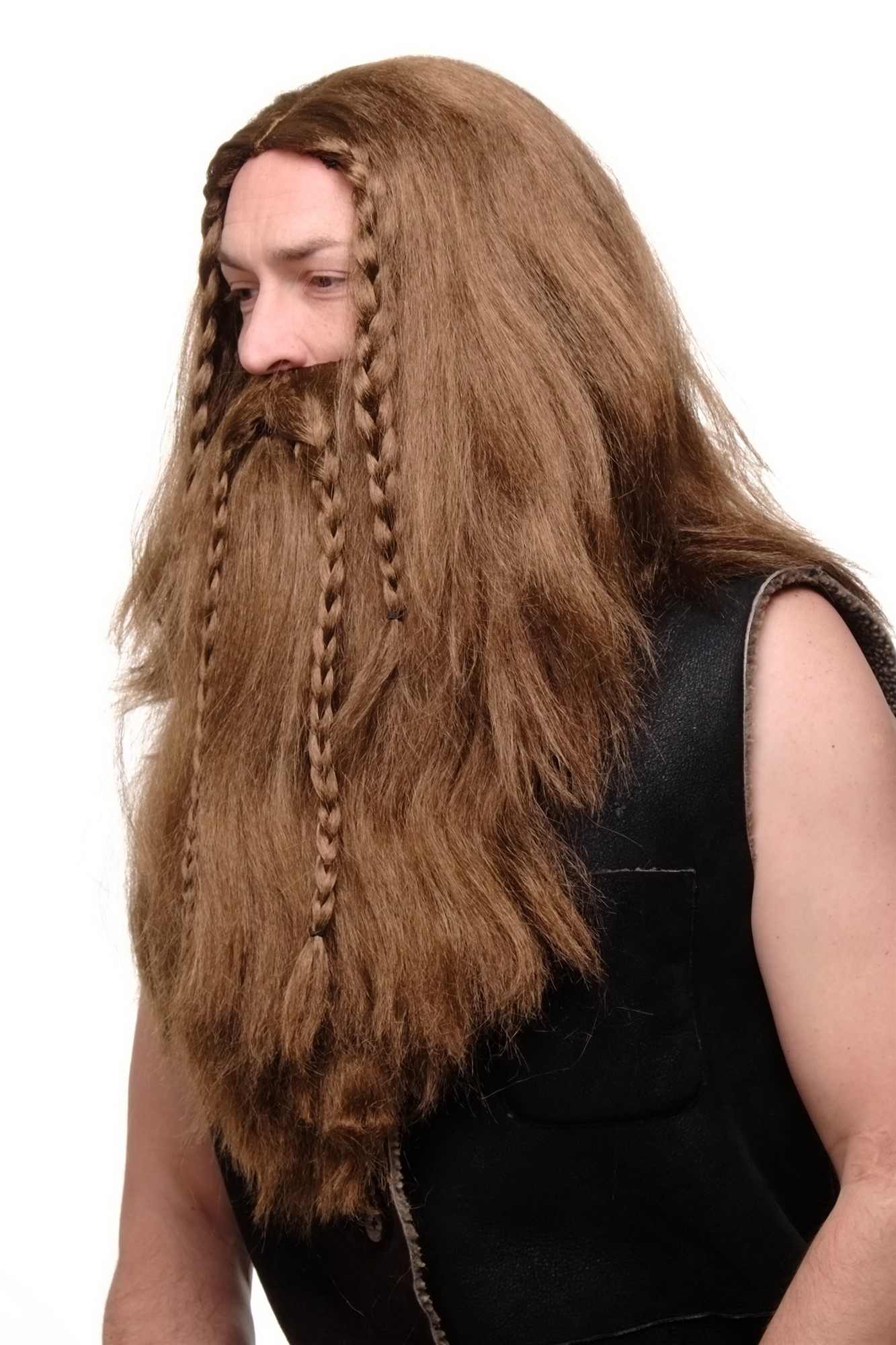 Party Wig, Men, Brown, Braided, long