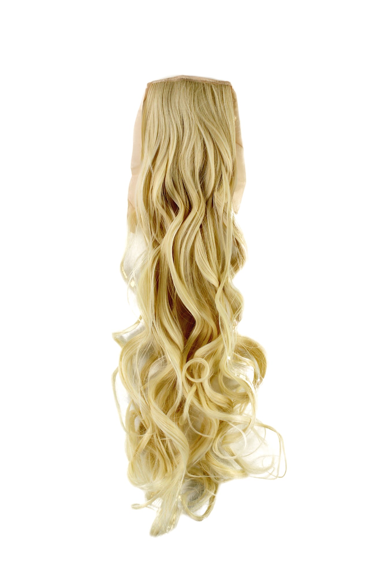 hochwertiger Zopf Haarteil mit Klammer und Band Lichtblond wellig 63 cm YZF-1094HT-613, Vorderansicht, WIG ME UP: Ihr Perücken Online Shop welliges Zopf-Haarteil Lichtblond 63 cm lang