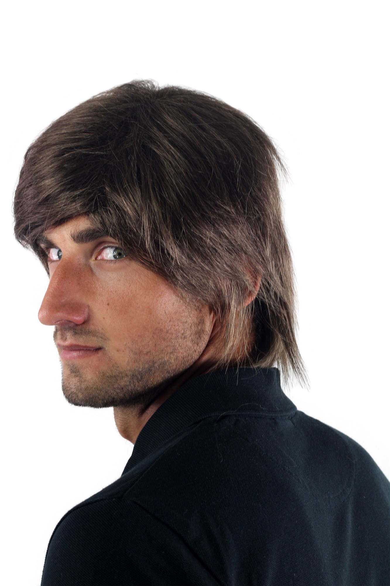 Men's WIG (for Men or Unisex) HIGH  synthetic short long in the neck BROWN medium youthful, view 2, WIG ME UP: Your Perücken Online Shop Quality Wigs, Men, medium brown, straight, short
