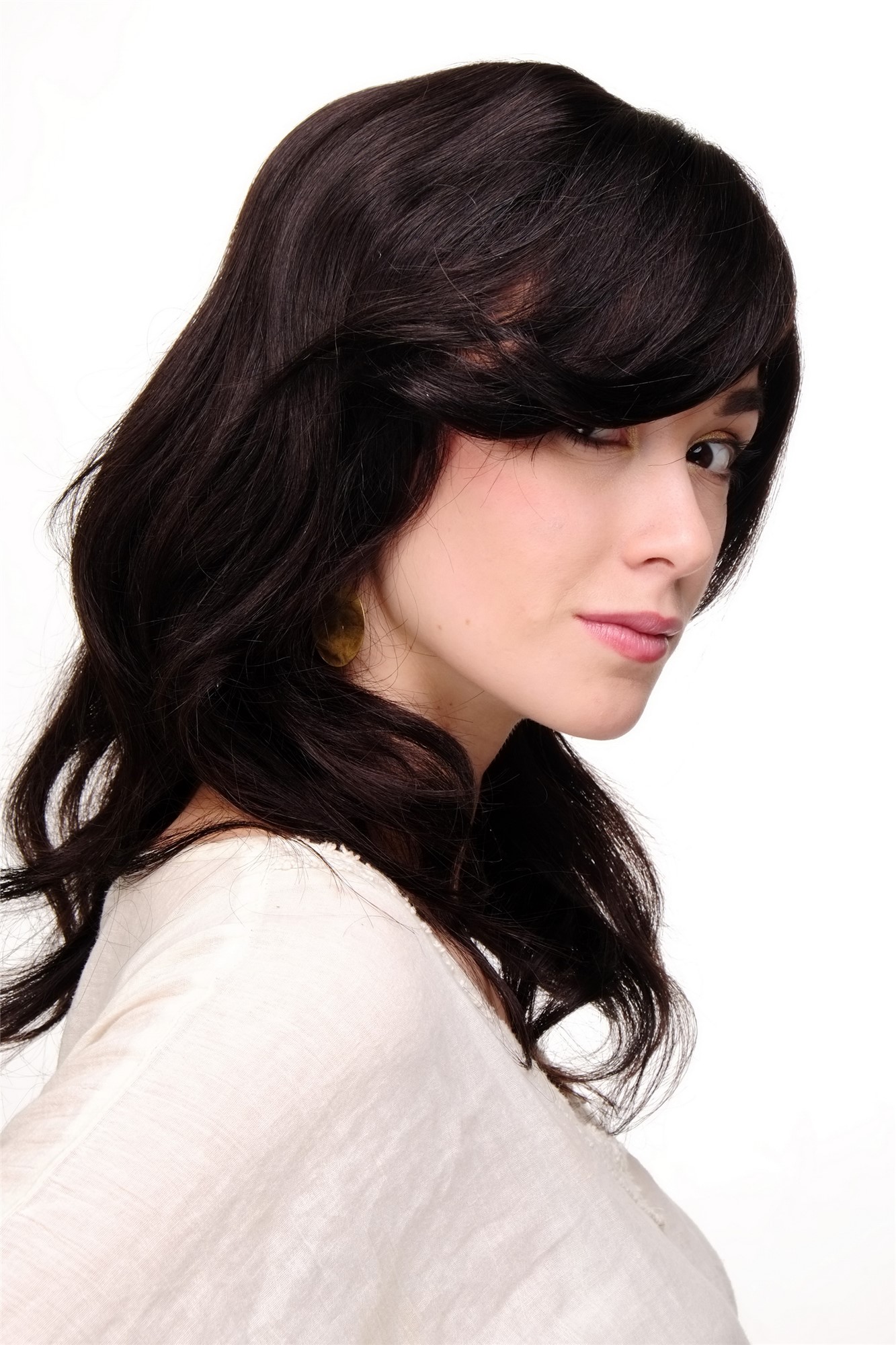 hochwertige Qualitätsperücken, Damenperücke Echthaar Schwarzbraun Lang Modell: 1625S-AHH, Ansicht 3, WIG ME UP: Ihr Perücken Online Shop wellige Tressen-Perücke mit Kopfhaut-Imitat 100% Echthaar Schwarz schulterlange Haare für Damen