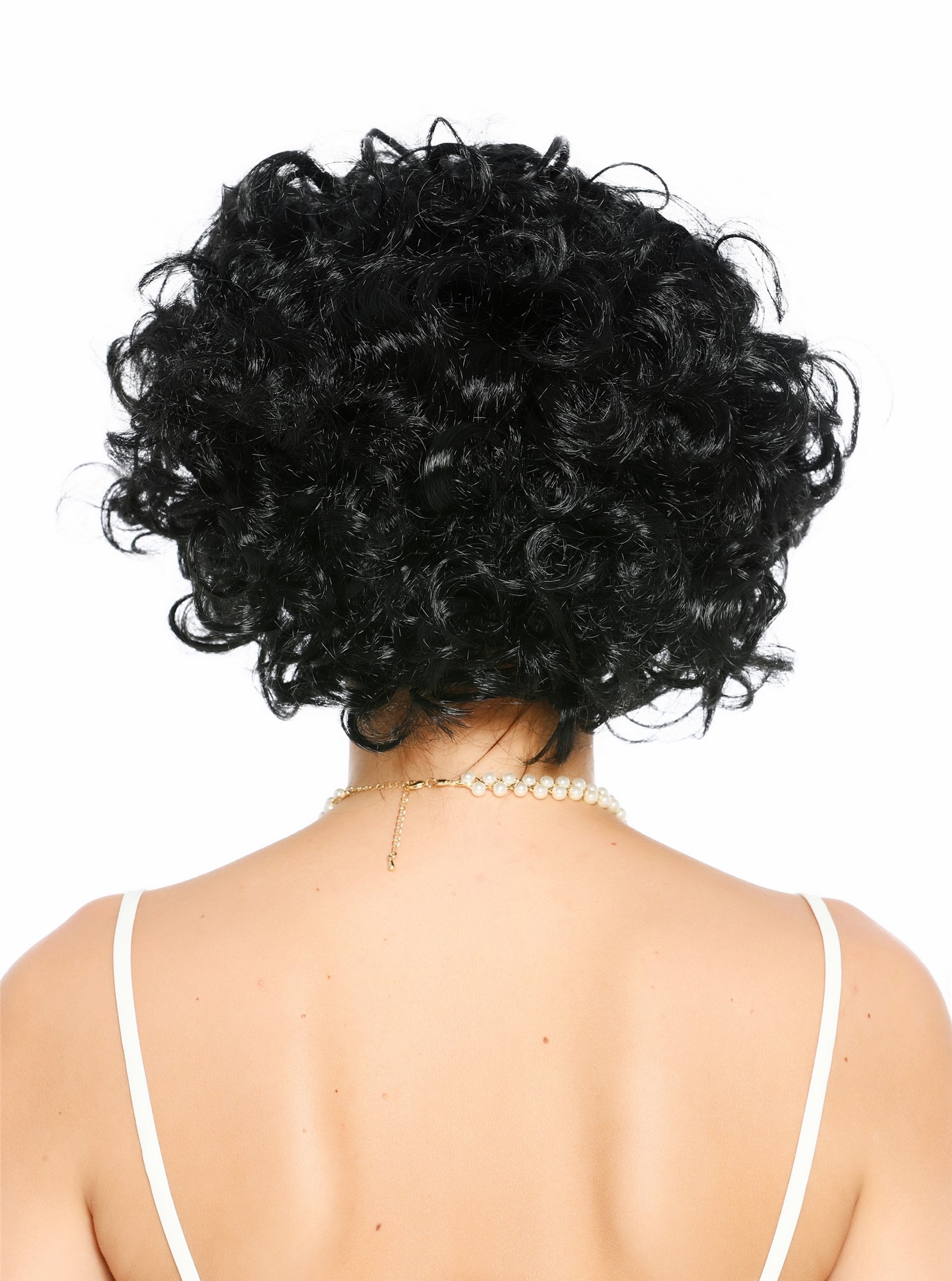 lockige Party-Perücke Schwarz 30 cm lange Perücke für Damen