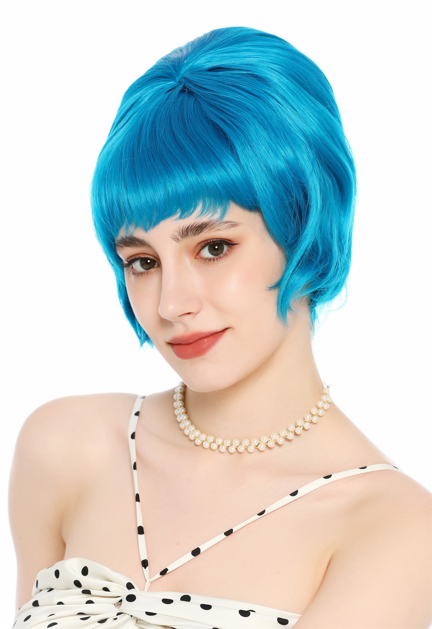 Perücke Damen Retro Vintage 50er 60er Beehive hochtoupiert Blau DW3436-T4440