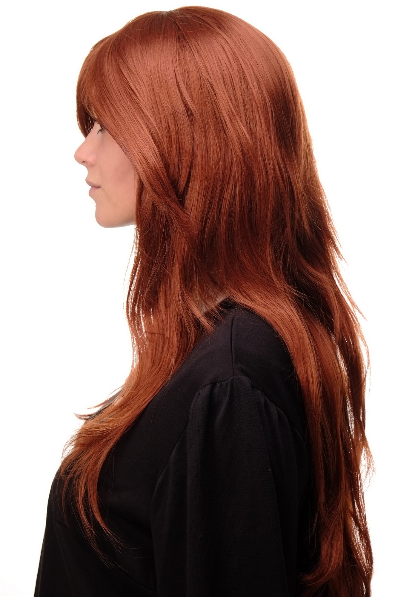 Lady wig medium length long fringe worn to side straight layered copper red 3110, view 2, WIG ME UP: Your Perücken Online Shop Quality Wigs, Ladies, copper, straight, very long