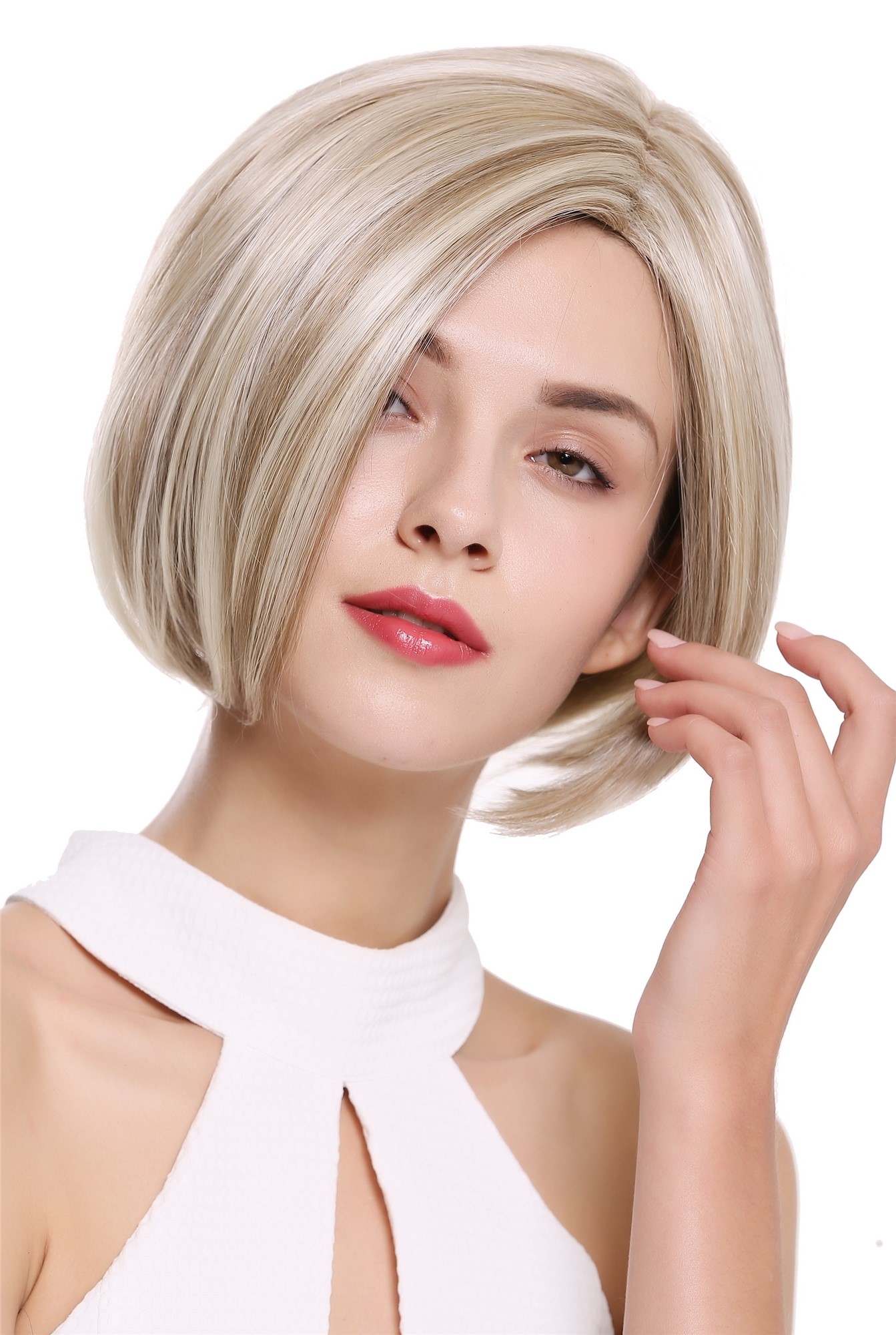 Lady wig short Bob sleek partial monofilament handmade blonde mix  DW2434A-MF, view 3, WIG ME UP: Your Perücken Online Shop Quality Wigs, Unisex, ash blonde-platinum blonde mix, straight, short