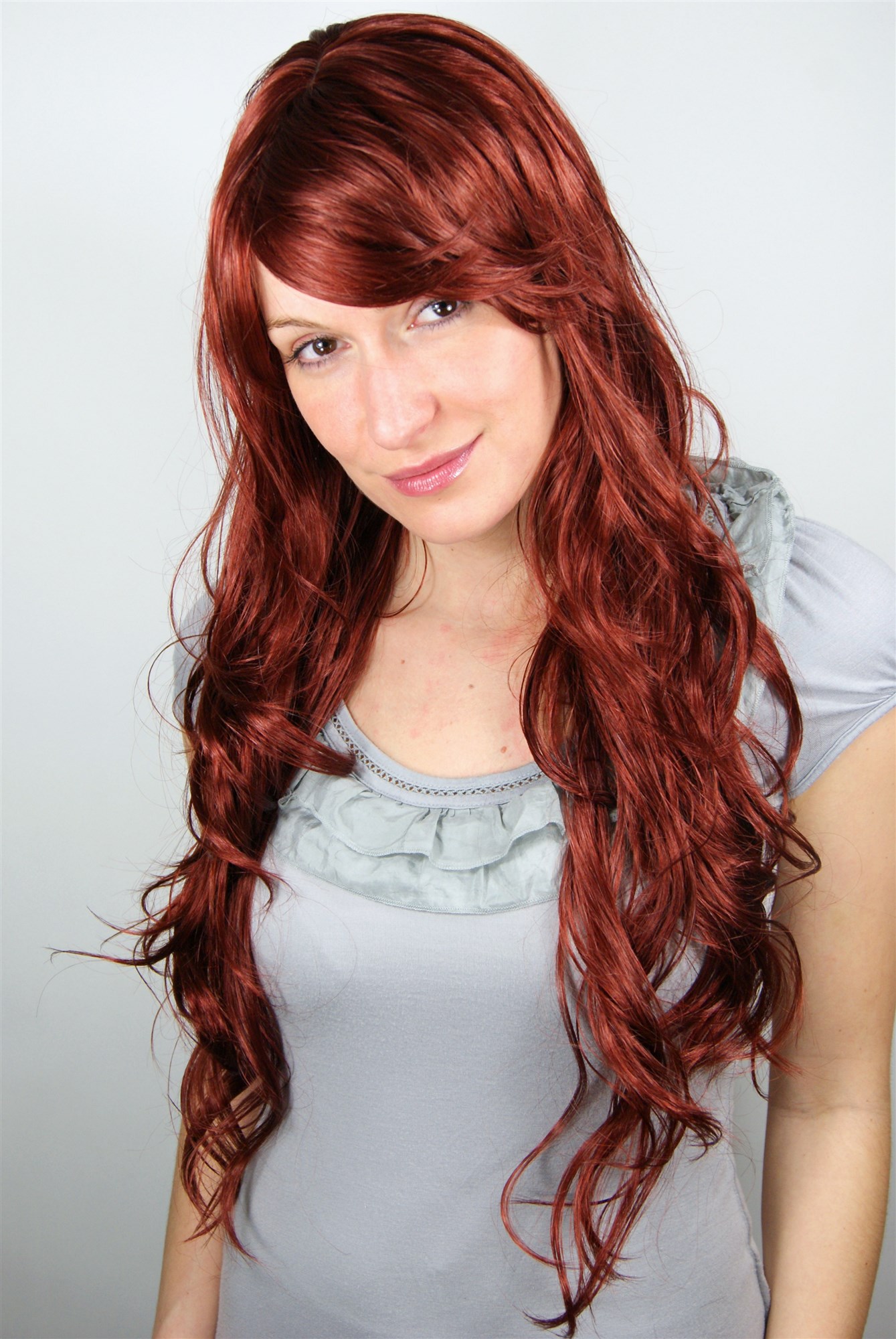 AMAZING high  LADY WIG ruby RED wavy slight curls 9331-35 VERY LONG 70 cm, view 3, WIG ME UP: Your Perücken Online Shop Quality Wigs, Ladies, Red, wavy, long