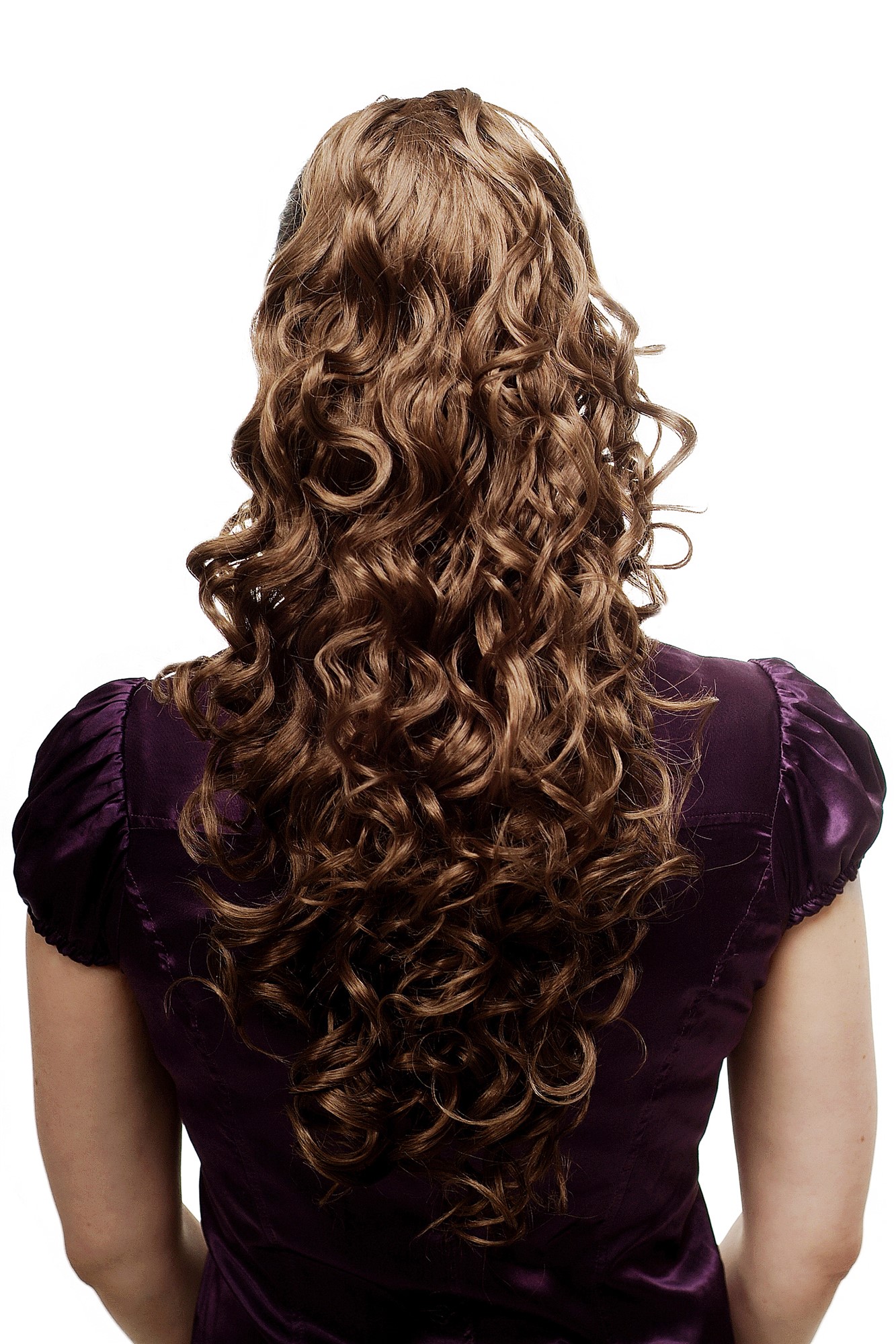 N310-12 Hairpiece PONYTAIL extension VERY long MASSIVE volume voluminous curly AMAZING curls kinks medium light gold brown 23", front view, WIG ME UP: Your Perücken Online Shop Ponytails, Brown, curled, long