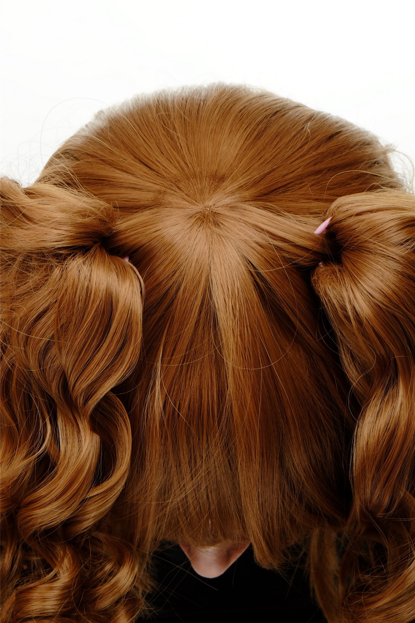 hochwertige Qualitätsperücken, Perücke Cosplay kurz Zöpfe Spirallocken Kupfer-Blond YZF-7080+A-27, Ansicht 5, WIG ME UP: Ihr Perücken Online Shop lockige Tressen-Perücke mit Kopfhaut-Imitat Erdbeerblond schulterlange Haare für Damen