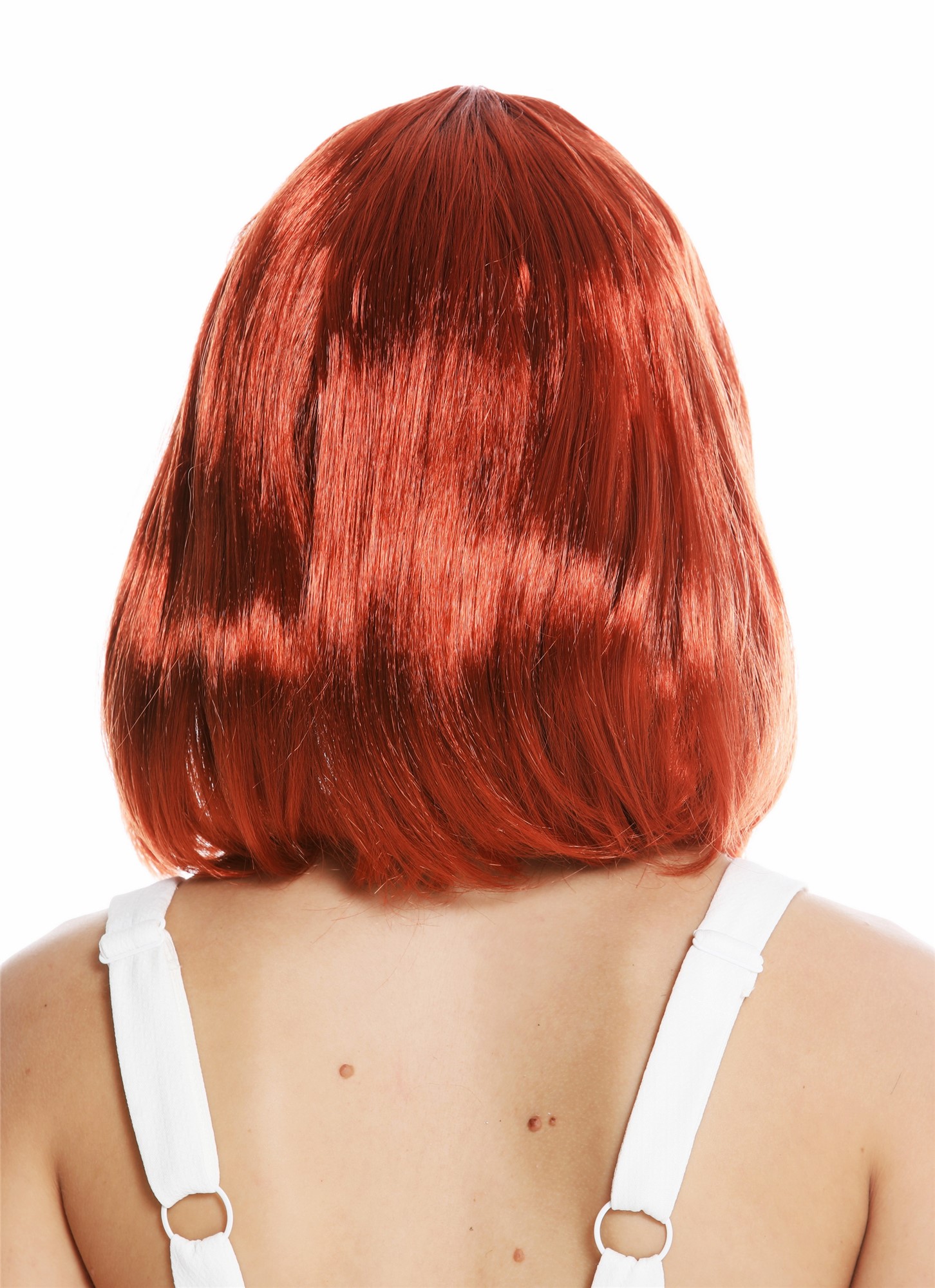 Lady Wig Halloween Disco bob longbob shoulder length bangs dark copper red 0073, view 4, WIG ME UP: Your Perücken Online Shop Party Wig, Ladies, dark copper red, straight, short