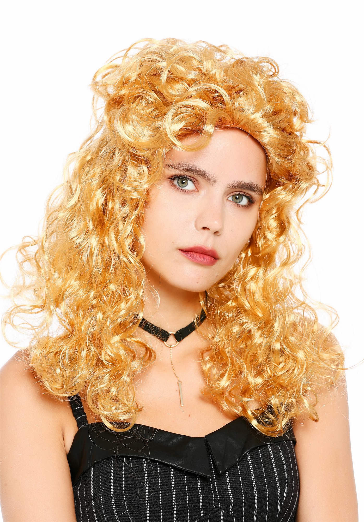 lockige Party-Perücke Honigblond 45 cm lange Perücke für Damen