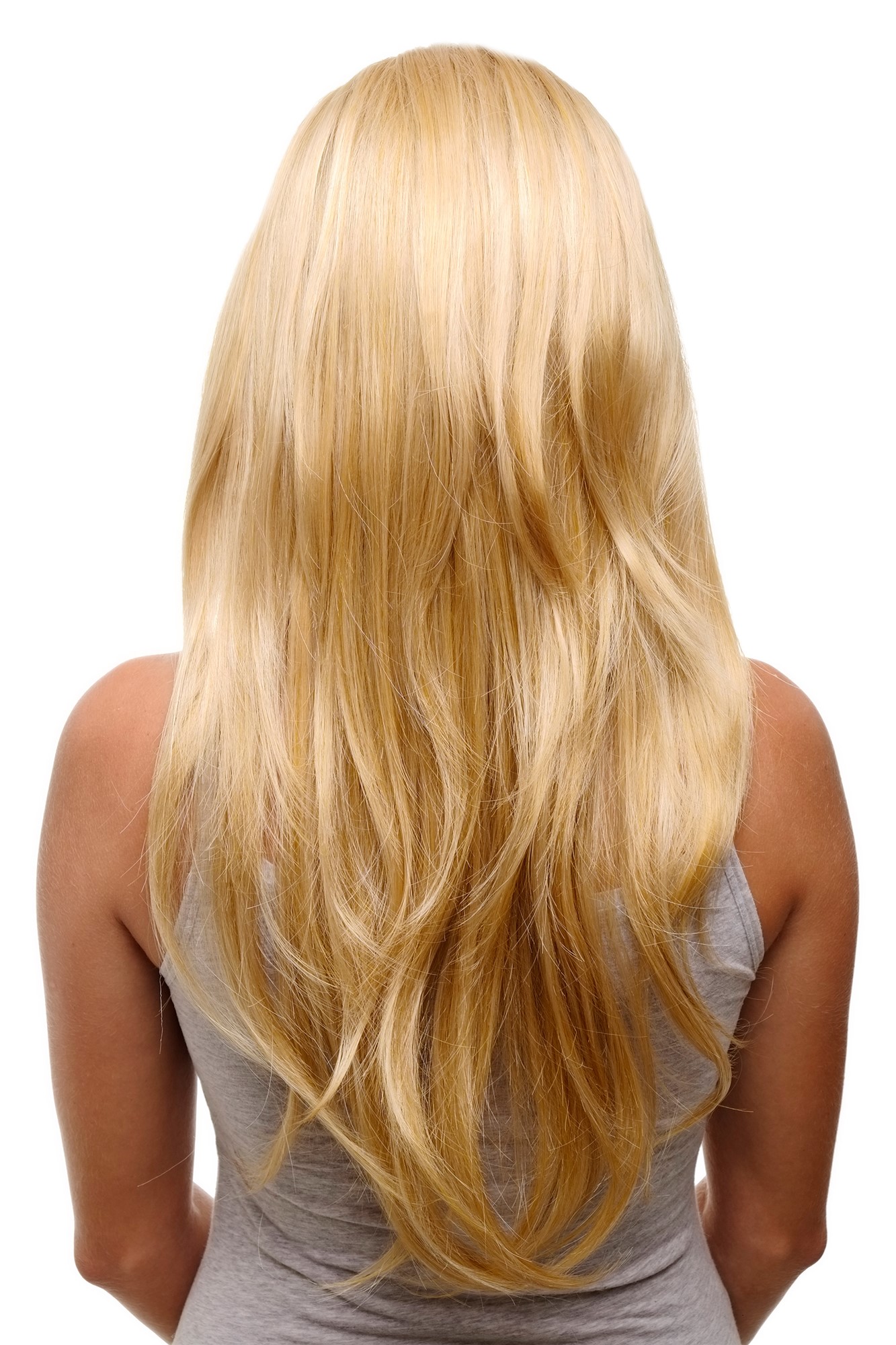 glatte Halbperücke Goldblond-Hellblond 60 cm lang