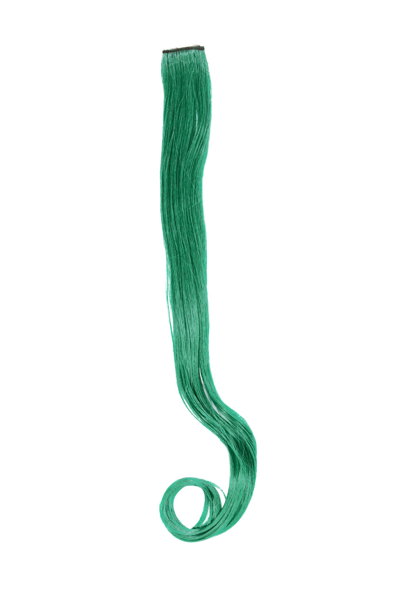 1 Clip Extension Strähne wellig 65 cm Dunkelgrün YZF-P1C25-T2615, Vorderansicht, WIG ME UP: Ihr Perücken Online Shop wellige Extensions Dunkelgrün 63 cm lang