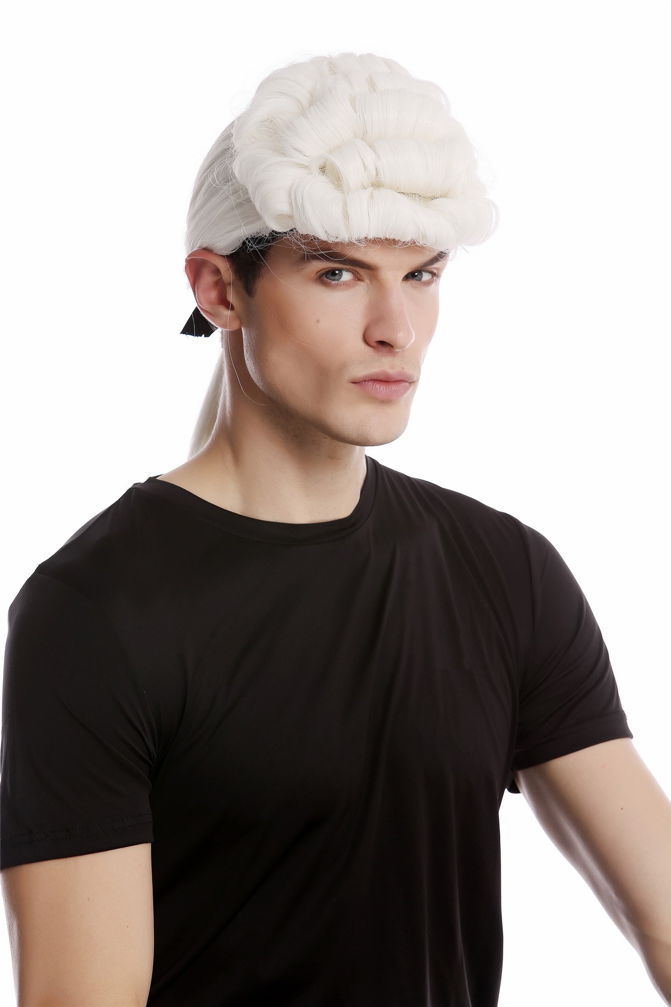 Wig Men Carnival Baroque Aristocrat Noble Lord Judge Court Poet white curled straight ponytail, view 4, WIG ME UP: Your Perücken Online Shop Party Wig, Ladies, White, curled, long