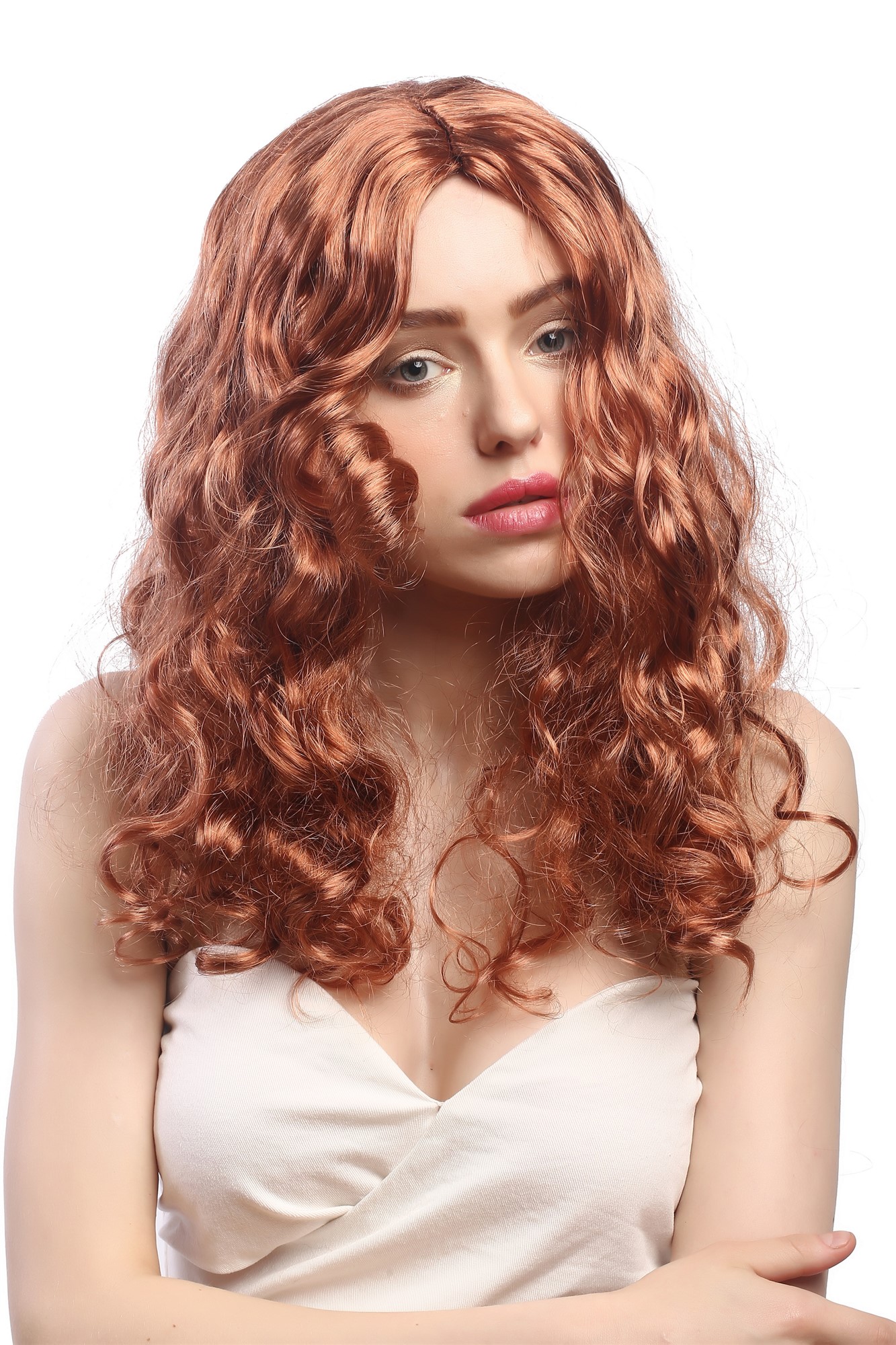 SAR065-P130 Lady Party Wig Halloween long wavy to curly voluminous middle-parting coppery red 20", view 2, WIG ME UP: Your Perücken Online Shop Party Wig, Ladies, Red, wavy, long