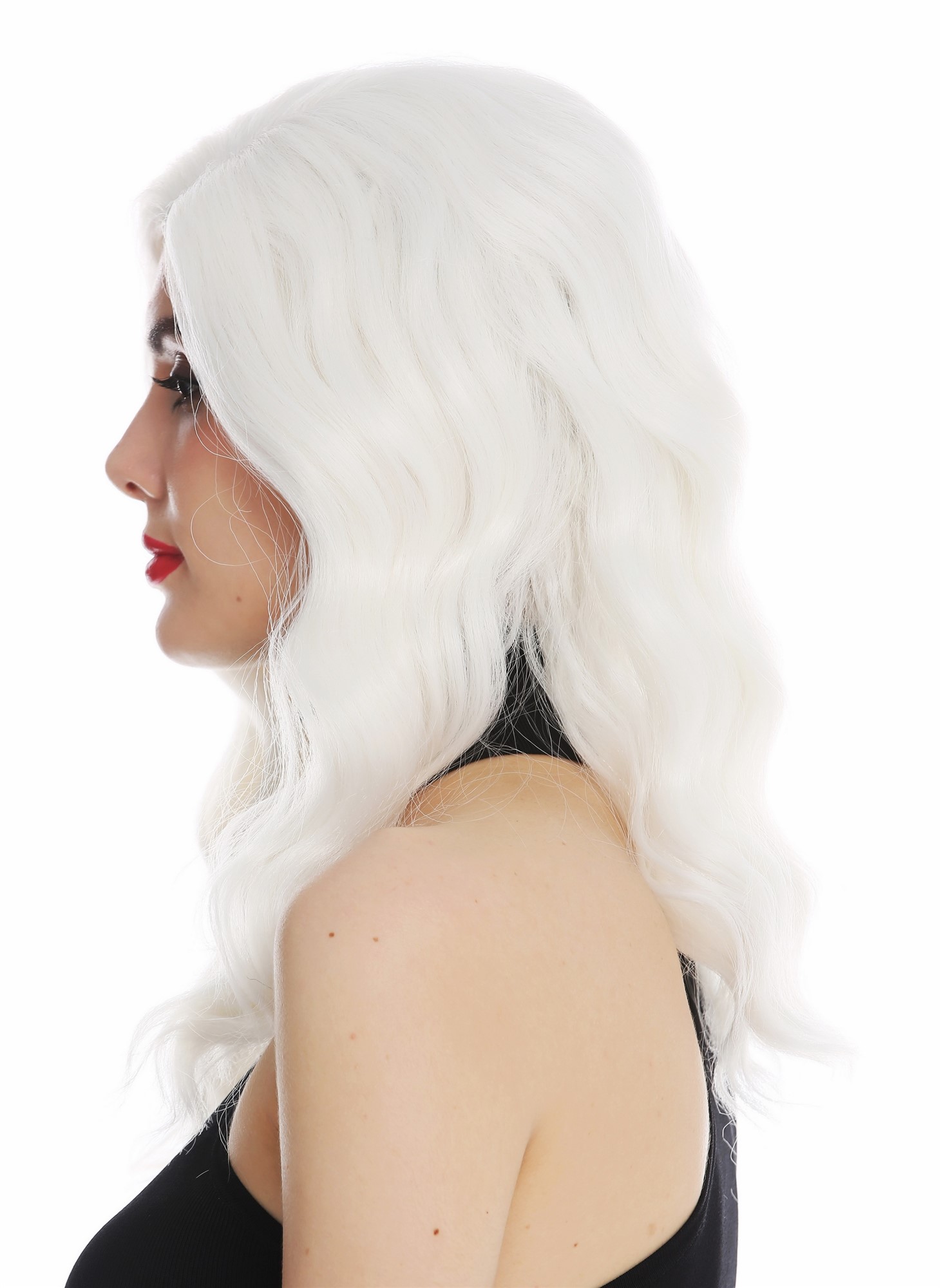 Lady wig long parting wavy waved classy 1930s Hollywood diva white VK-58, view 4, WIG ME UP: Your Perücken Online Shop Quality Wigs, Ladies, blossom white, wavy, shoulder-length