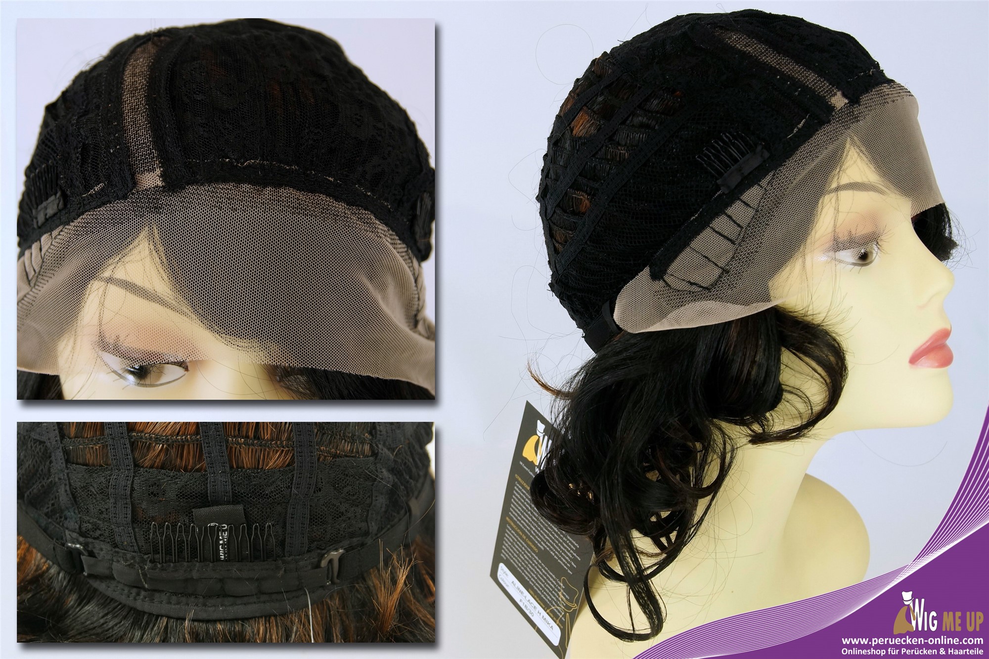 hochwertige Qualitätsperücken, Perücke Lace-Front Teil-Mono schulterlang Locken Schwarz Kupferbraun ALI-MF, Ansicht 9, WIG ME UP: Ihr Perücken Online Shop lockige Tressen-Perücke mit Front-Lace Schwarz-Braun-Mix kurze Haare für Damen
