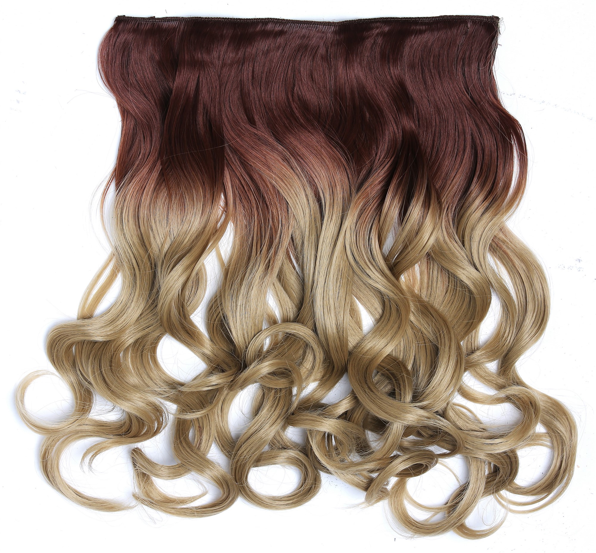 lockige Halbperücke Braun-Blond-Mix 40 cm lang