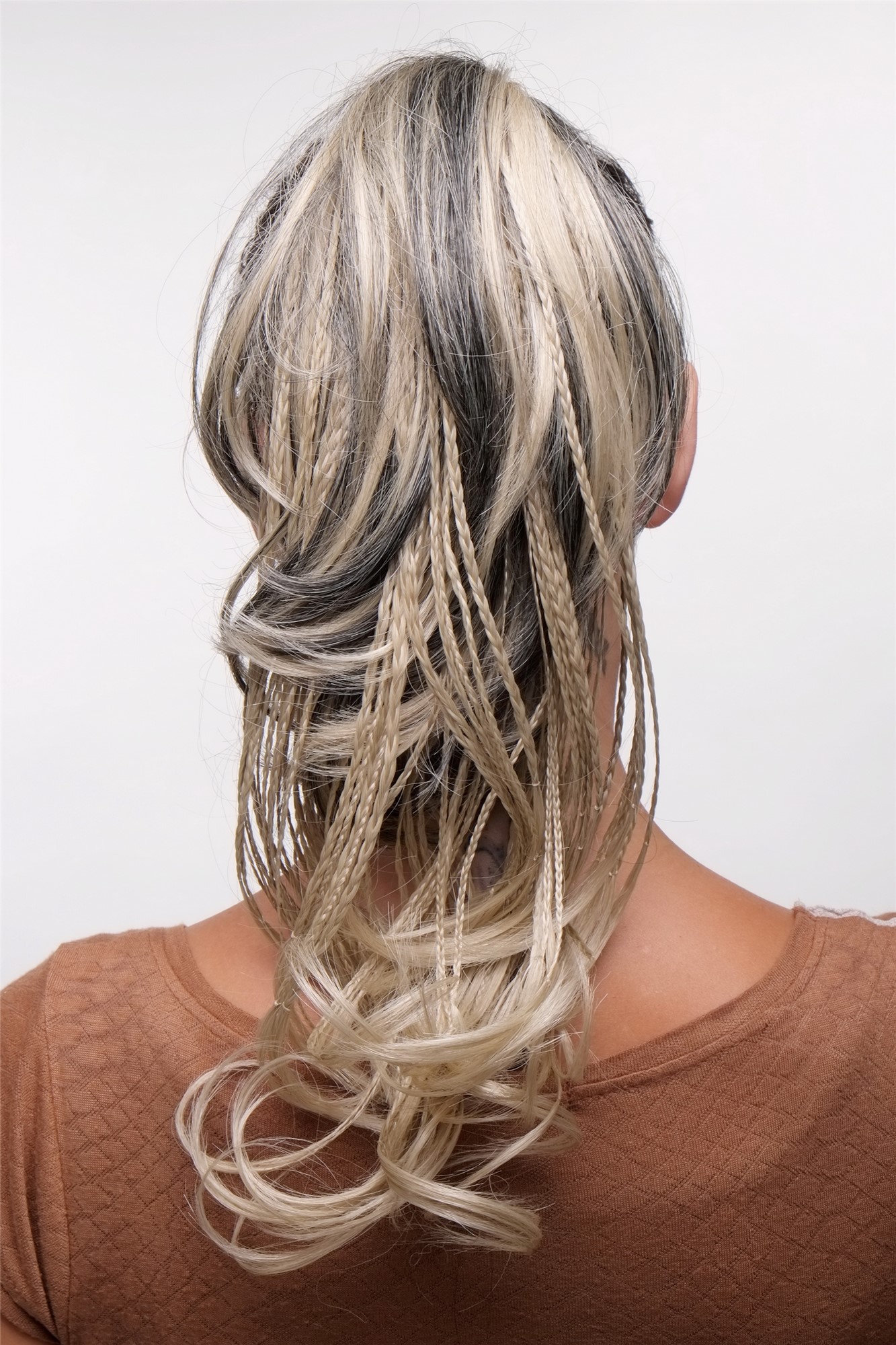 hochwertiges Haarteil Zopf geflochten Braun Blond T301-2/22TT22, Vorderansicht, WIG ME UP: Ihr Perücken Online Shop geflochtenes Zopf-Haarteil Braun-Hellblond-Mix 50 cm lang