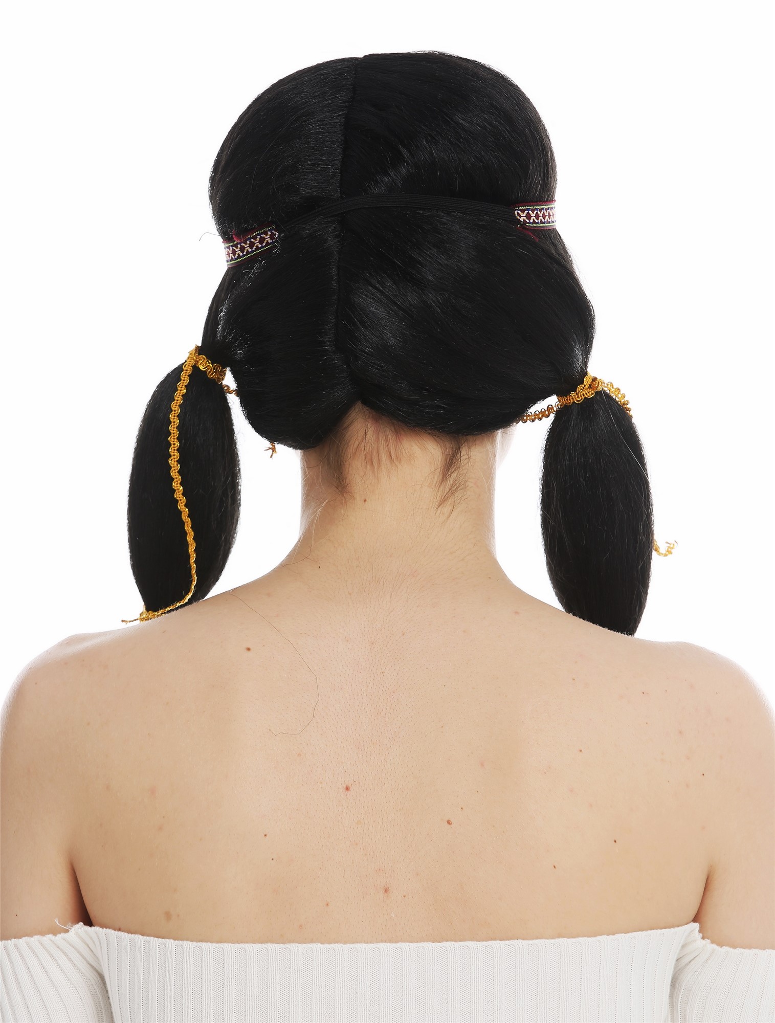 Women's wig lady long Native American Wild West braids black head band SARL087, view 6, WIG ME UP: Your Perücken Online Shop Party Wig, Ladies, pitch black, straight, long