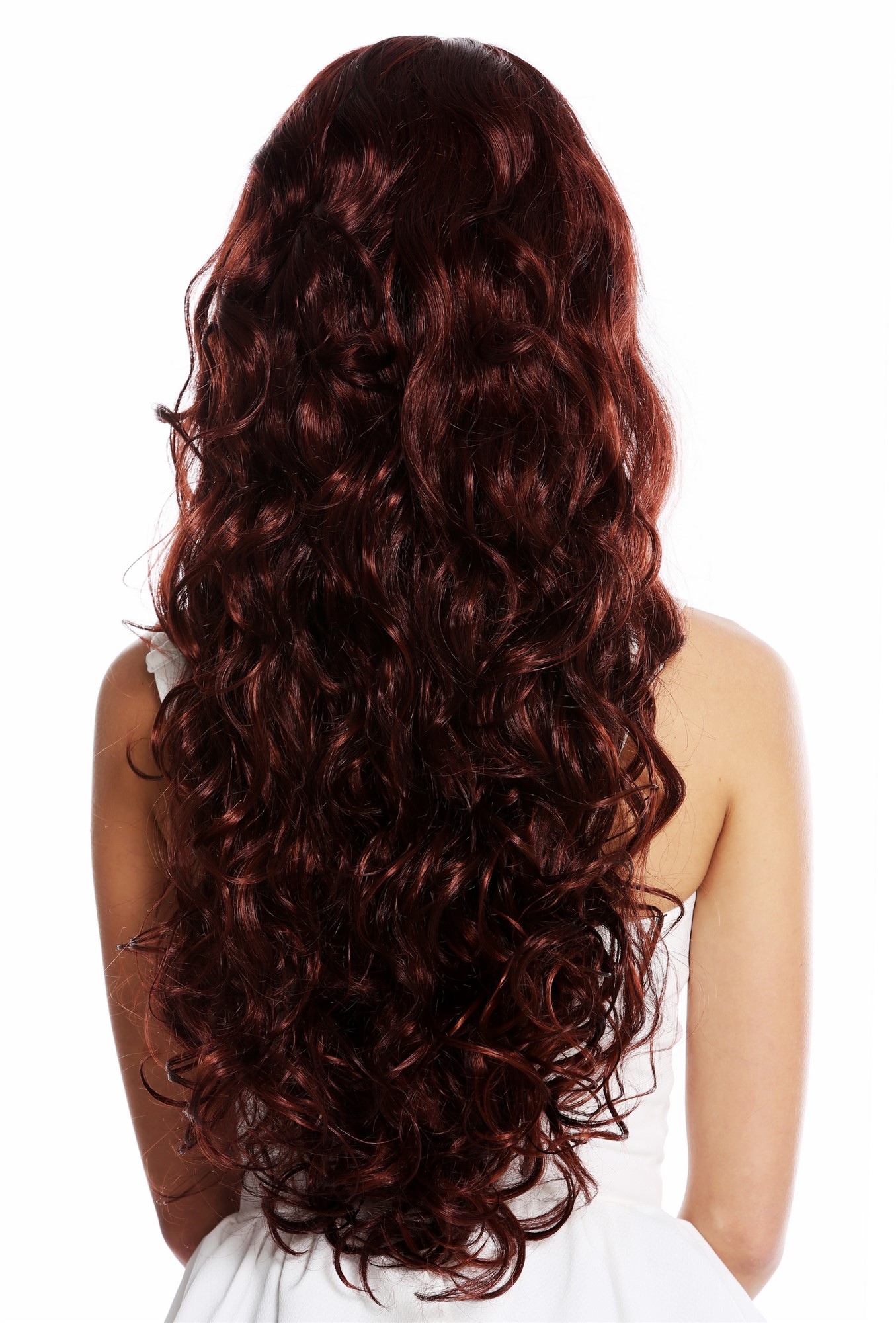 hochwertige Qualitätsperücken, Perücke lang lockig voluminös Rot-Braun-Mix VK-36-33A130, Ansicht 4, WIG ME UP: Ihr Perücken Online Shop lockige Tressen-Perücke mit Kopfhaut-Imitat Braun -Rot-Mix lange Haare für Damen