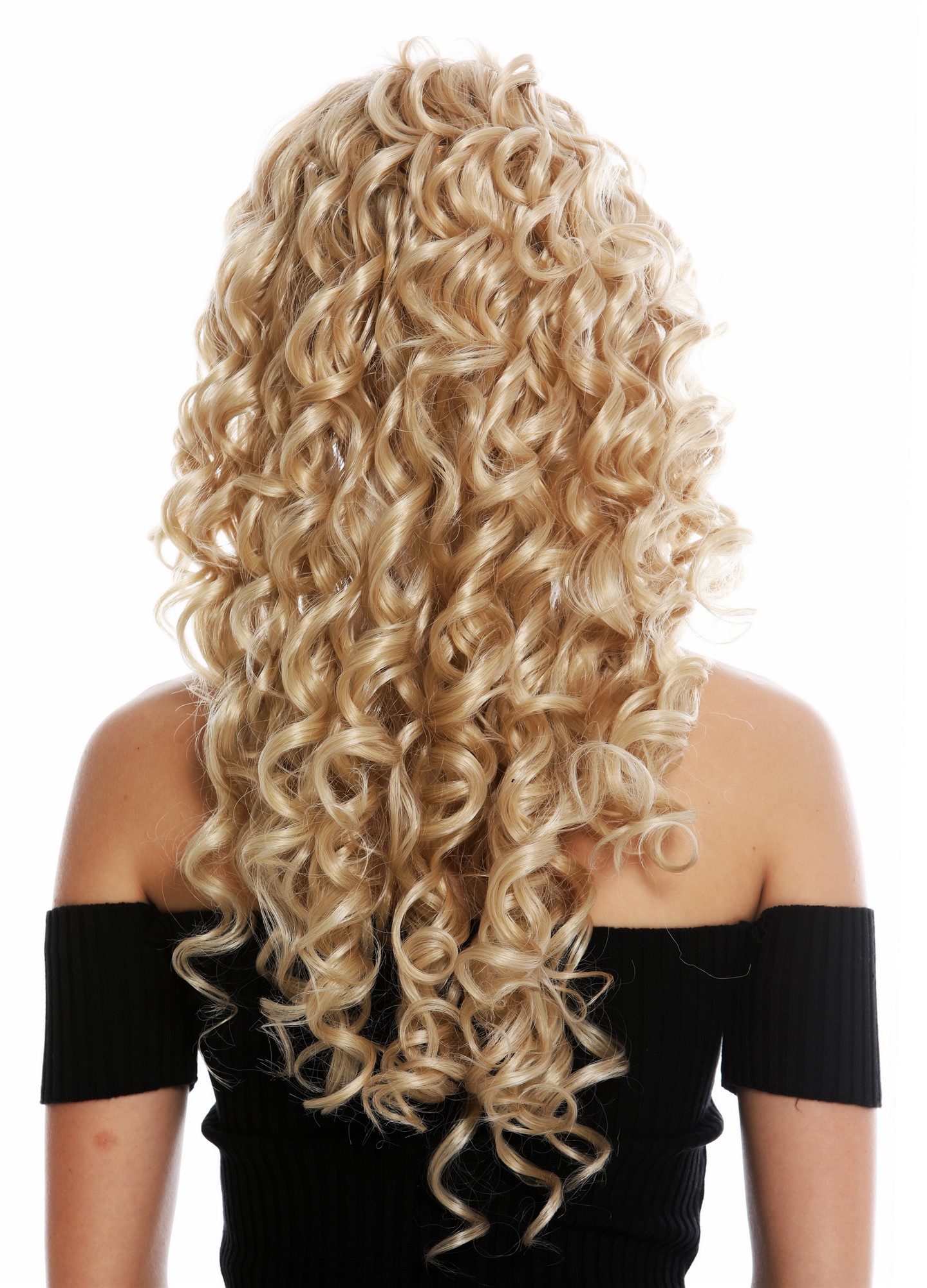 lockige Tressen-Perücke mit Teil-Mono Scheitel, Front-Lace Blond-Mix lange Haare für Damen