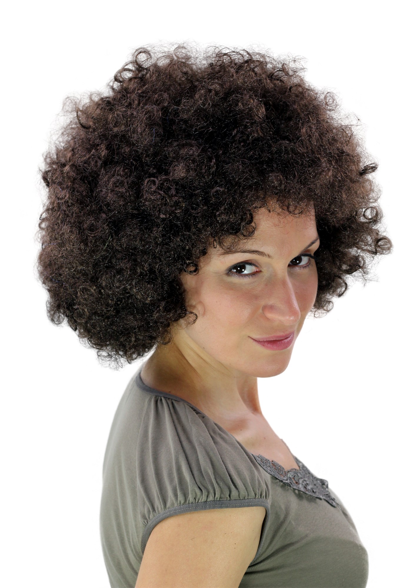 Party/Fancy Dress/Halloween WIG gigantic super volume DARK BROWN AFRO funky huge PW0011-P4, front view, WIG ME UP: Your Perücken Online Shop Party Wig, Unisex, dark brown, curled, short
