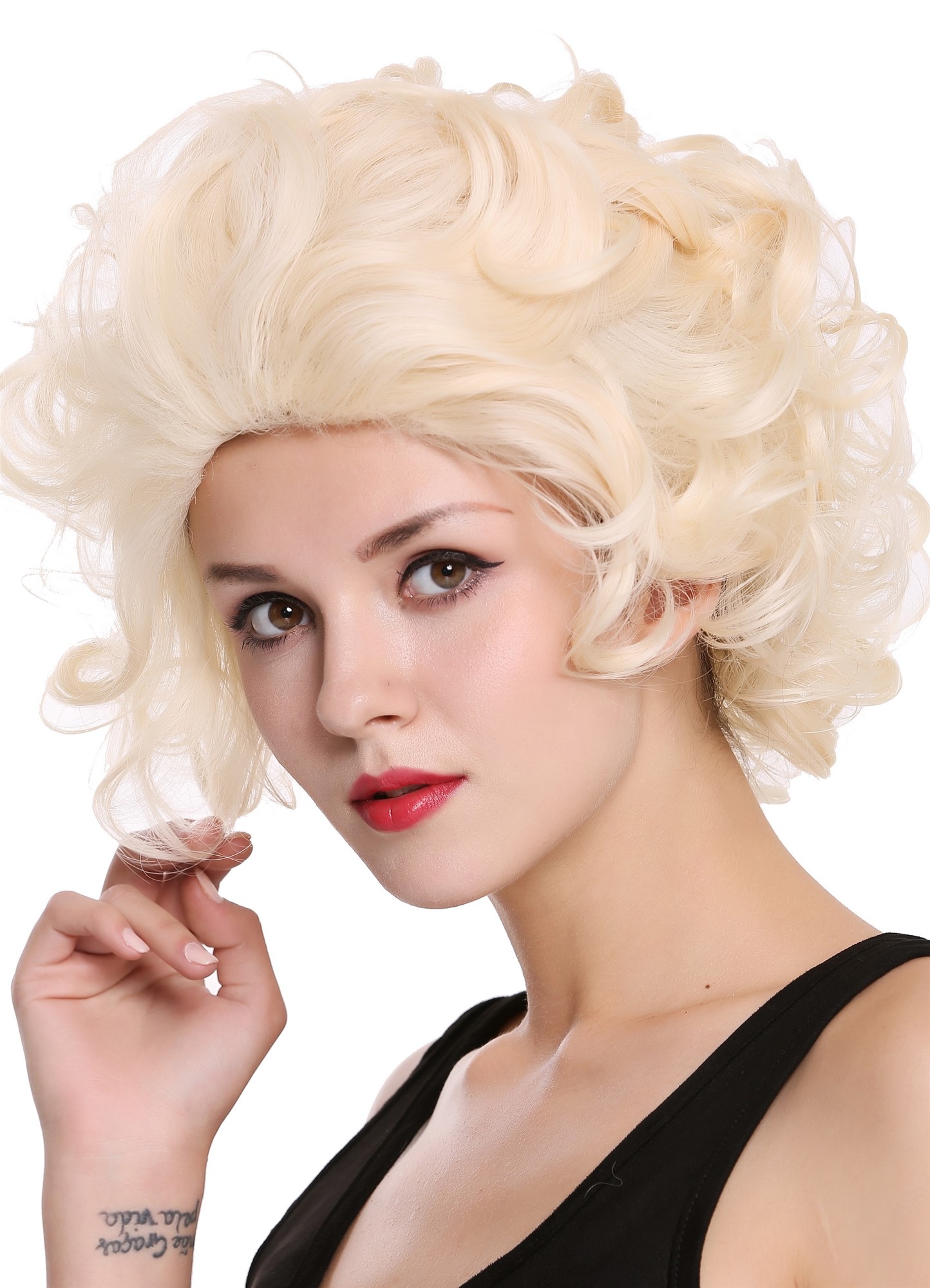 hochwertige Qualitätsperücken, Perücke Locken Lichtblond Voluminös Kurz 3840-88, Ansicht 3, WIG ME UP: Ihr Perücken Online Shop lockige Tressen-Perücke Lichtblond kurze Haare für Damen