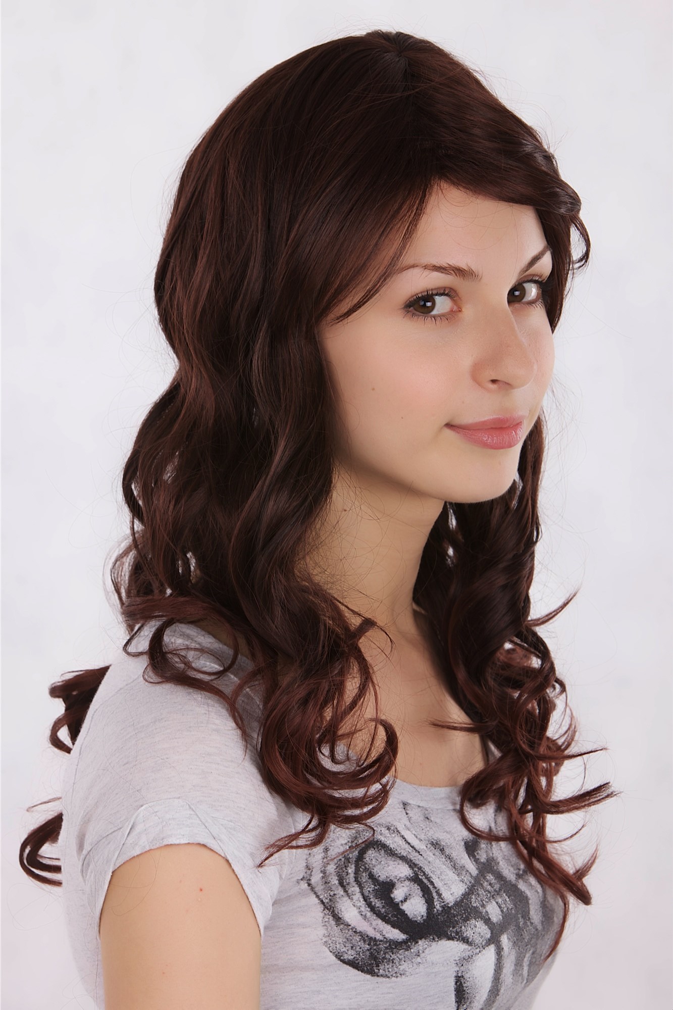 Lady women wig medium long slight curl wavy mahogany brown mix 3258, view 2, WIG ME UP: Your Perücken Online Shop Quality Wigs, Ladies, Brown, curled, long